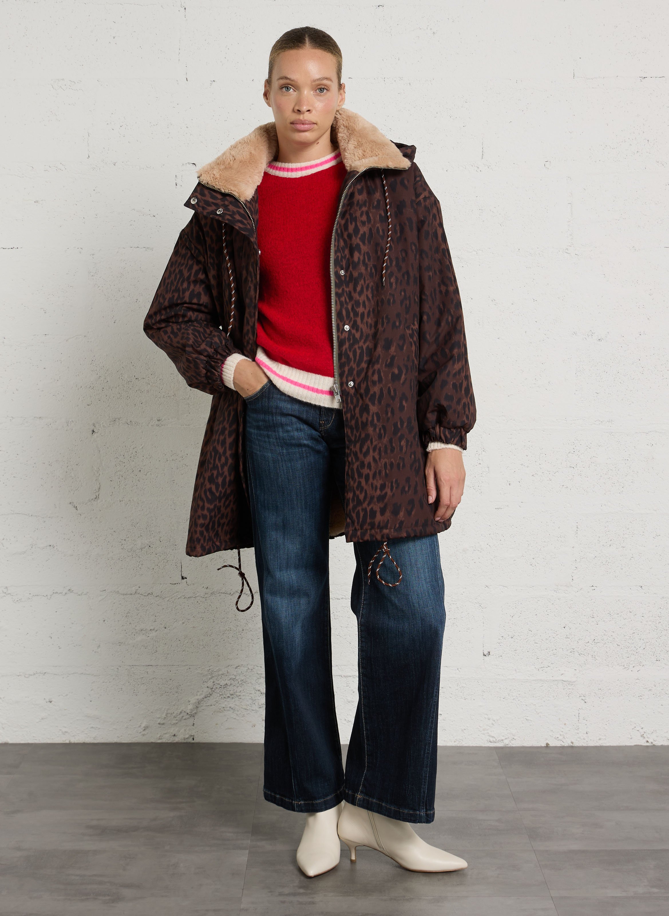 Oversized high neck printed puffer coat BELLEROSE Multicolored