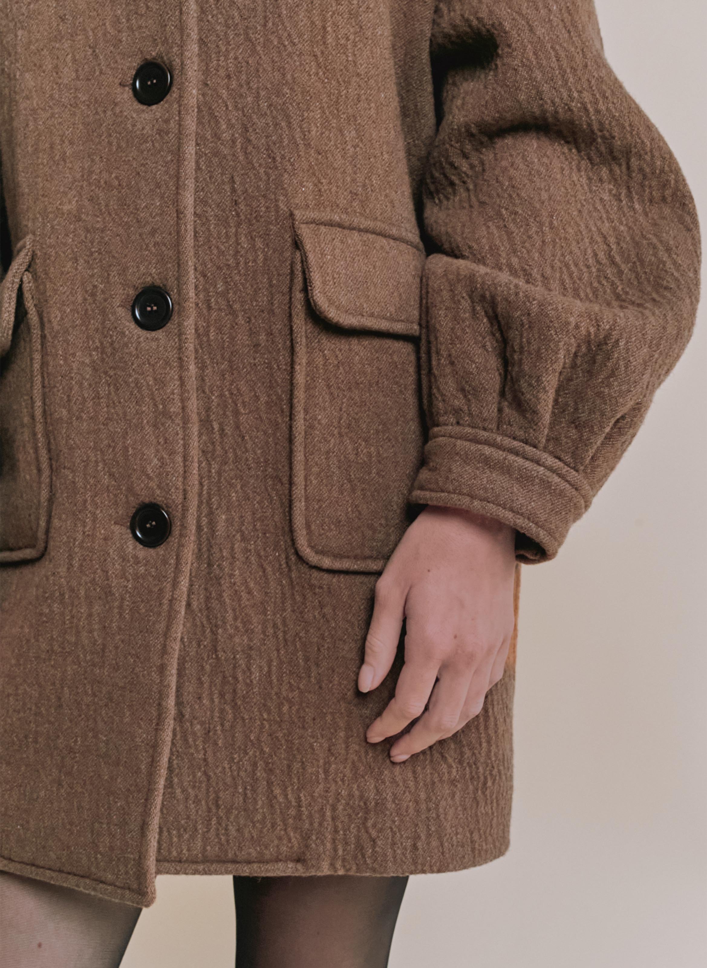 Manteau oversize en laine mélangée EMILE ET IDA Marron