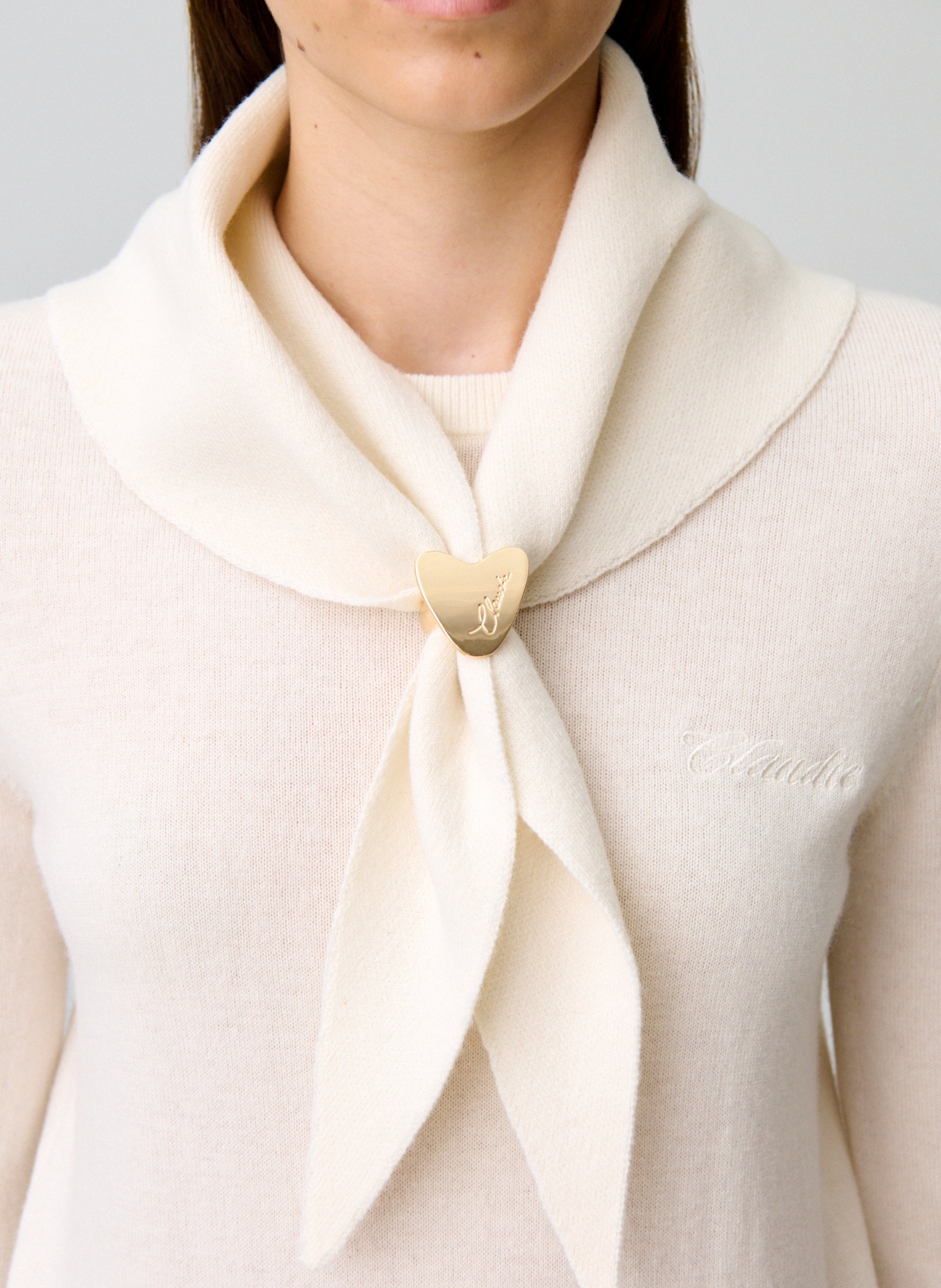 Pull droit en laine et cachemire CLAUDIE PIERLOT Beige