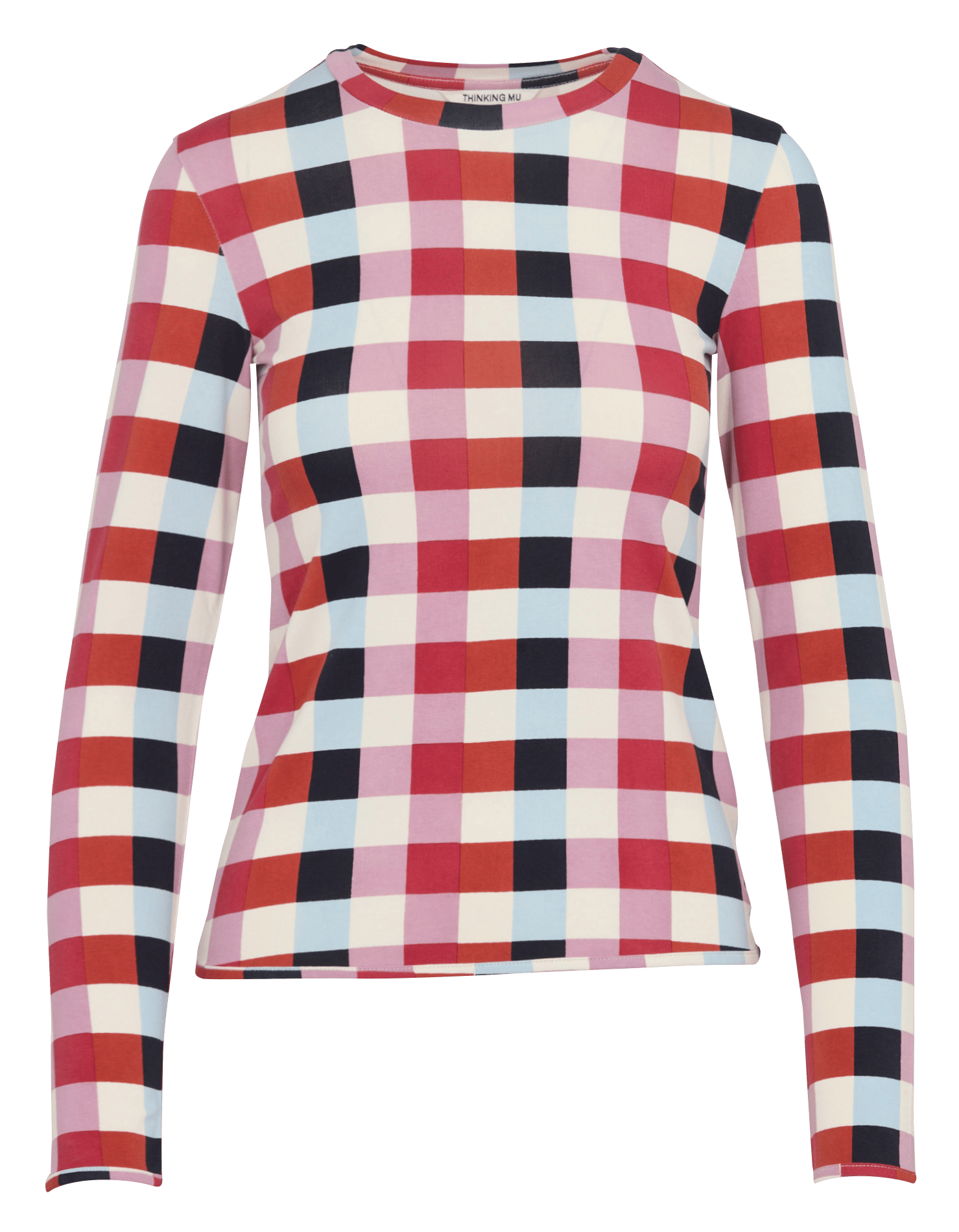 T-shirt moulant à carreaux en coton mélangé THINKING MU Multicolore
