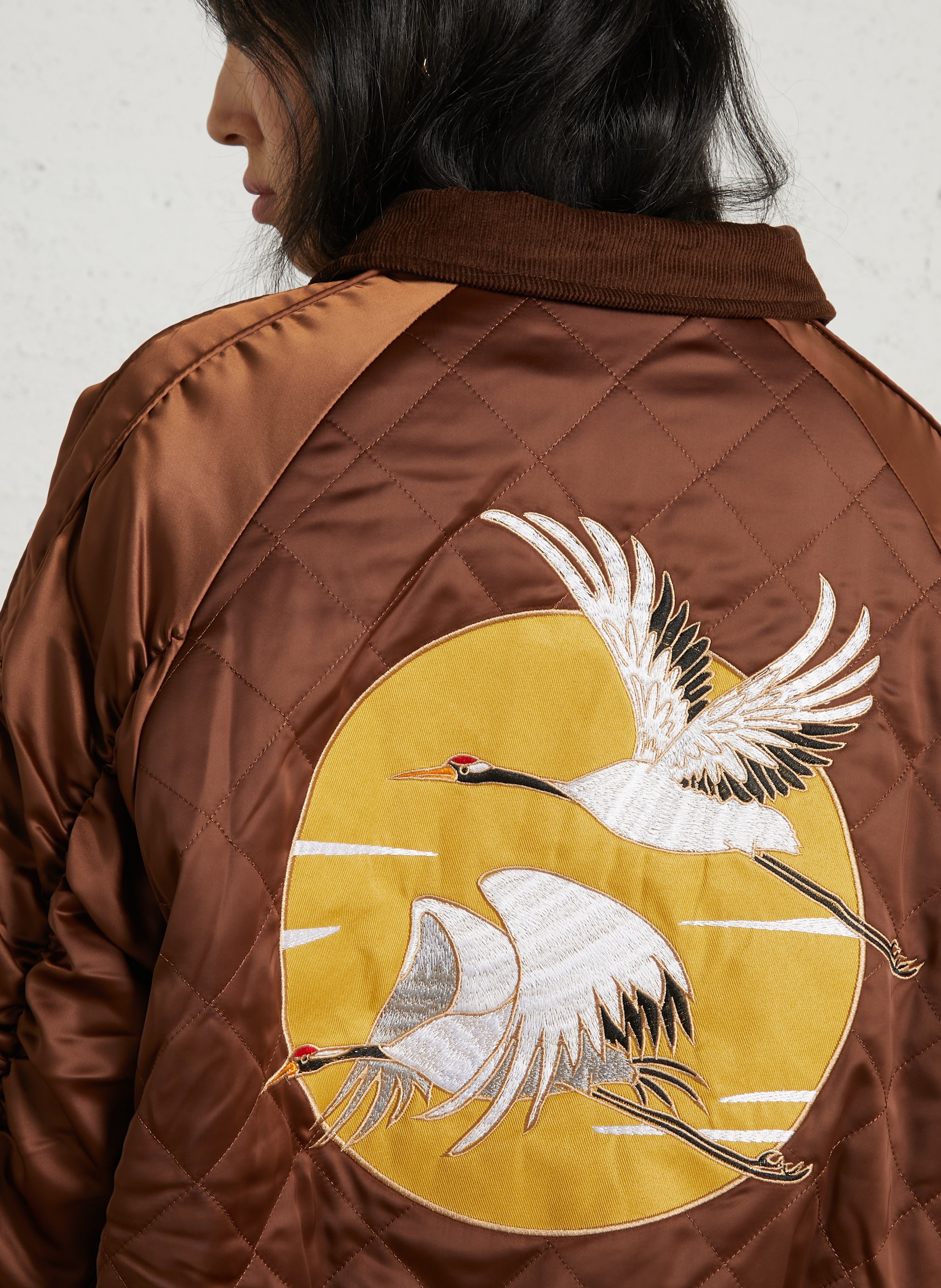 Quilted aviator straight jacket BOMBERS ORIGINAL Brown