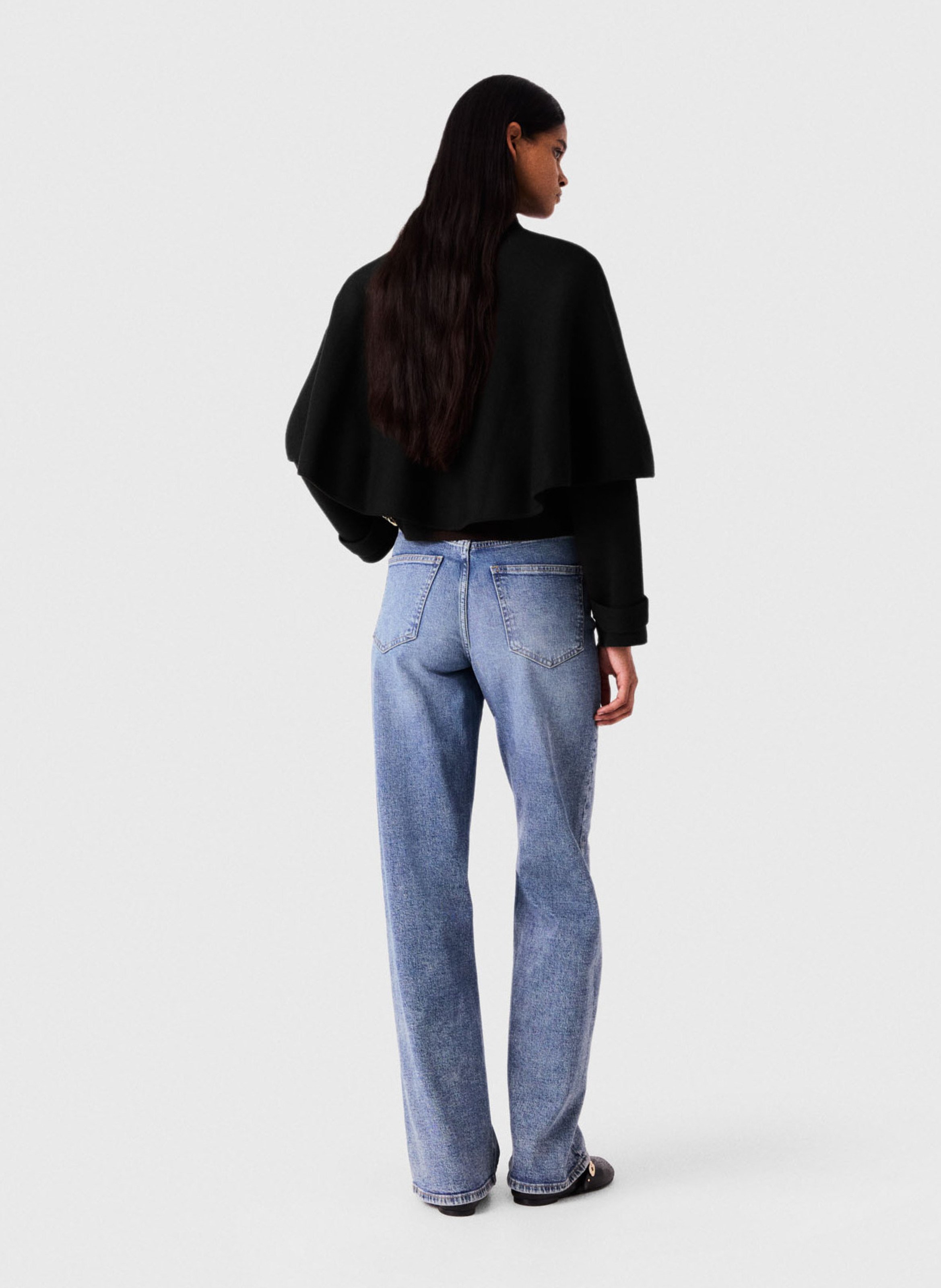 Gilet oversize col montant effet cape MAJE Noir