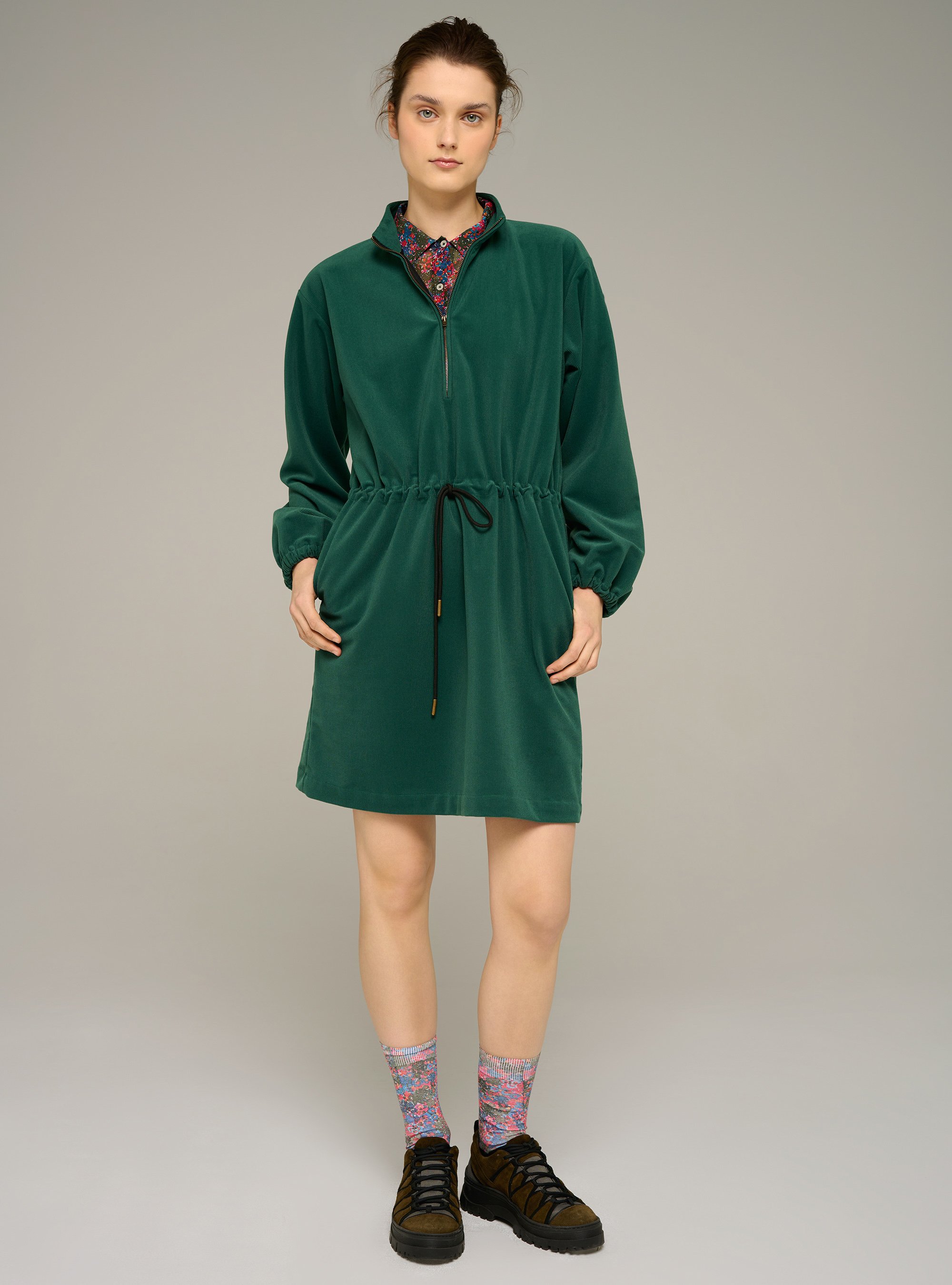 Robe en velours côtelé à col montant COTELAC ACOTE