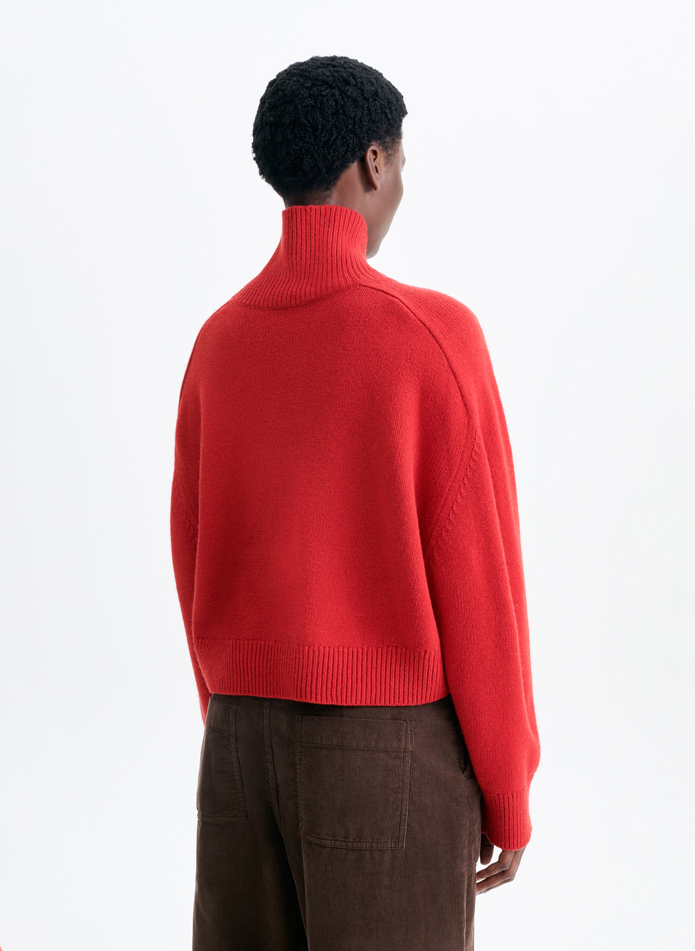 Cropped Rollkragenpullover aus Wolle und Yak-Wolle VANESSA BRUNO Rosa