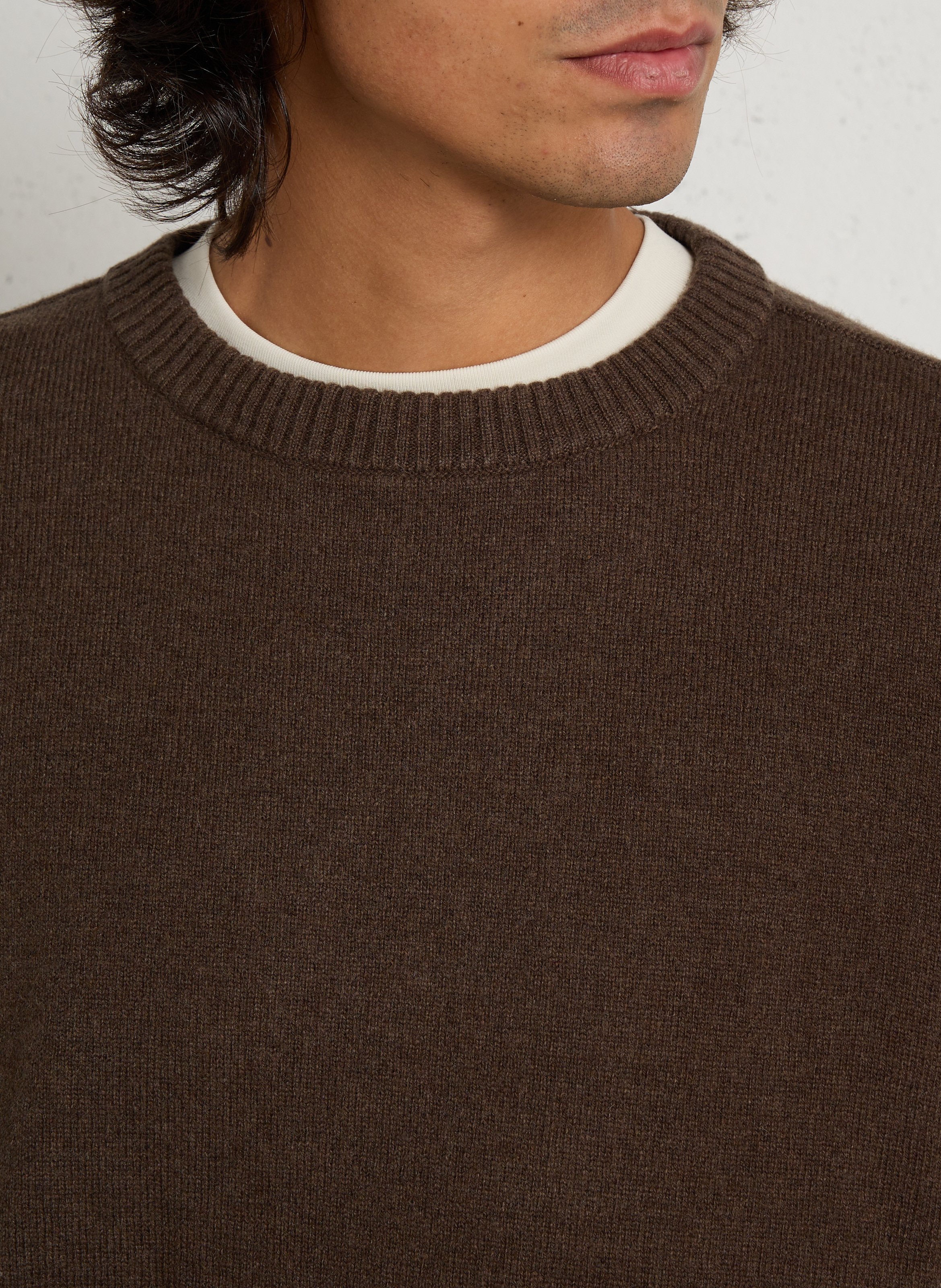 Round-neck wool-blend straight-cut sweater MINIMUM Brown