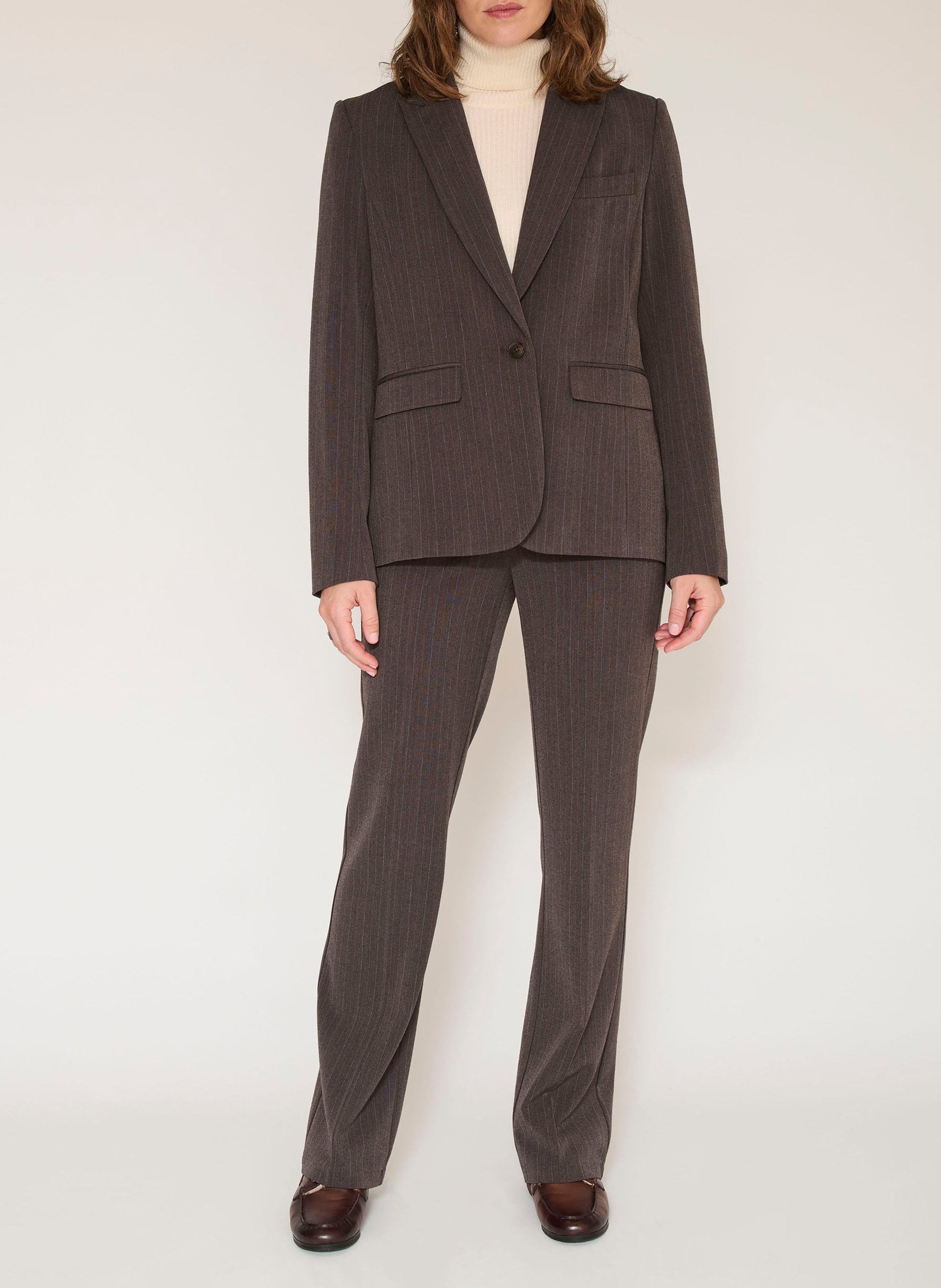 Getailleerde blazer met strepen MKT Bruin