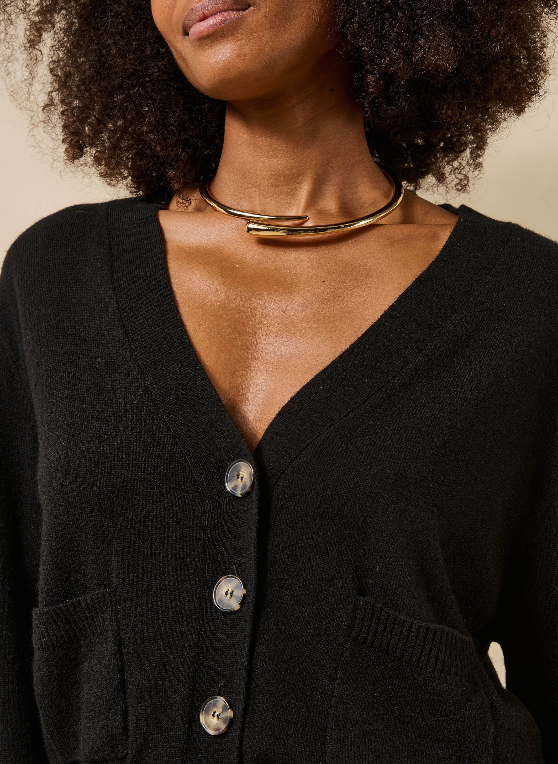 Feine gerade Strickjacke aus Wolle und Kaschmir LA FEE MARABOUTEE Schwarz