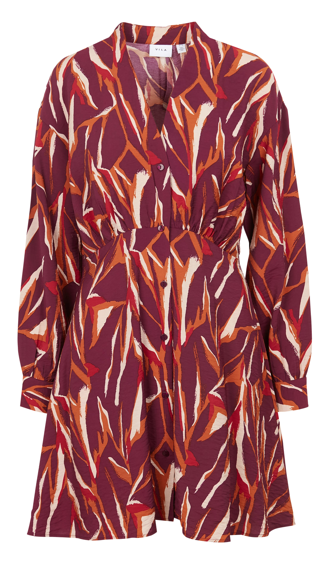 Short A-line shirt dress with print VILA Purple