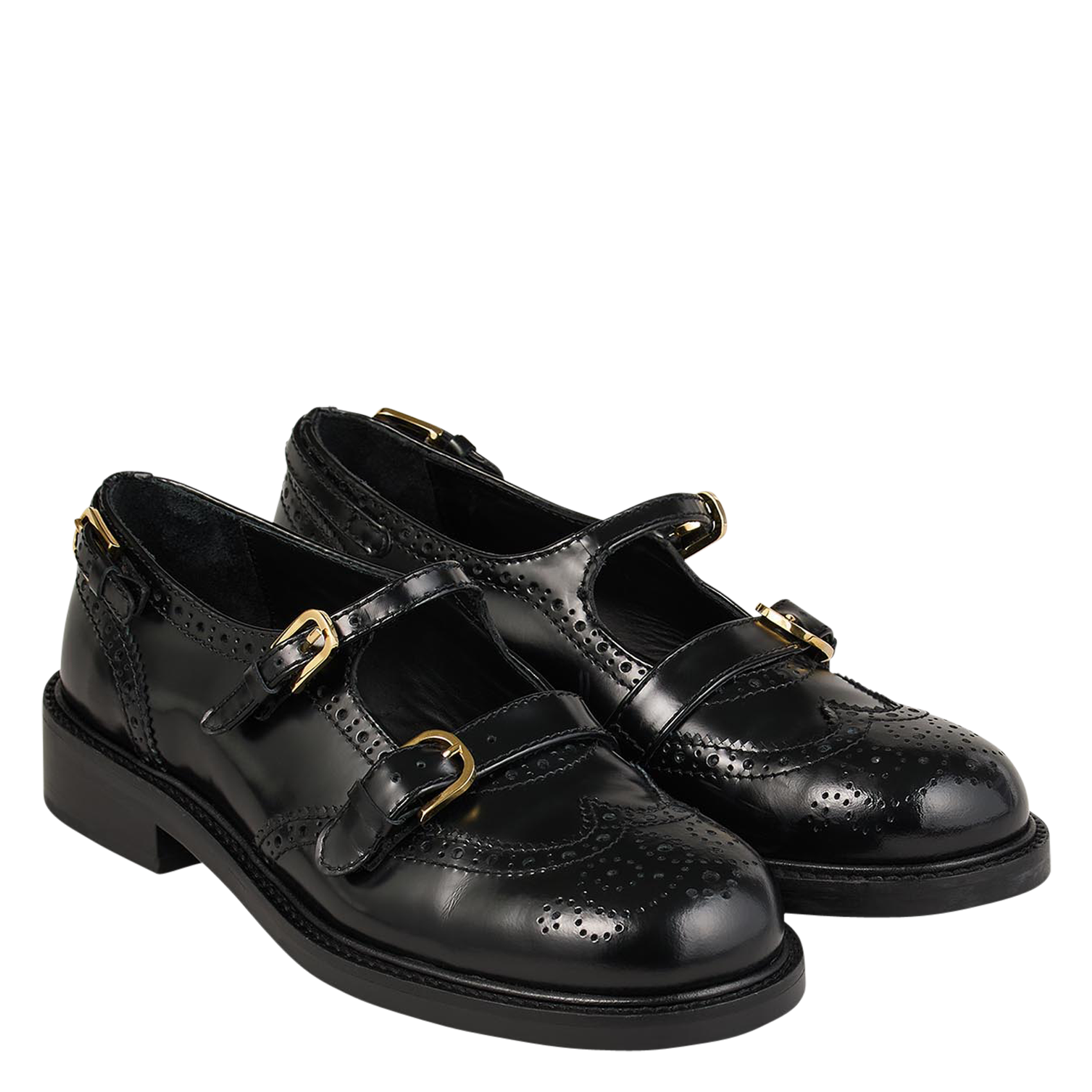 Derbies ouvertes multi-boucles en cuir SANDRO Noir
