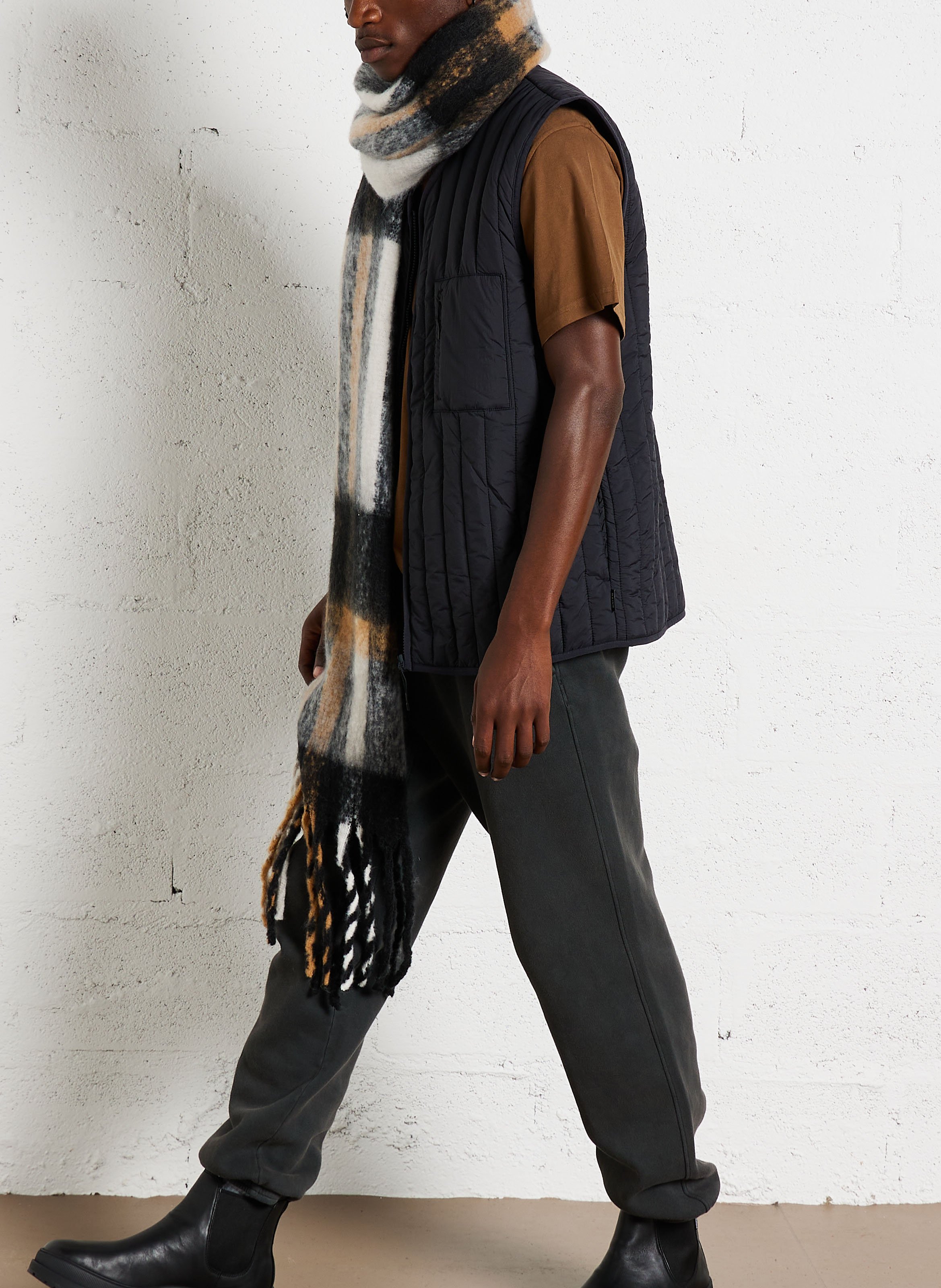 Gerade gesteppte V-Ausschnitt-Jacke RAINS Blau