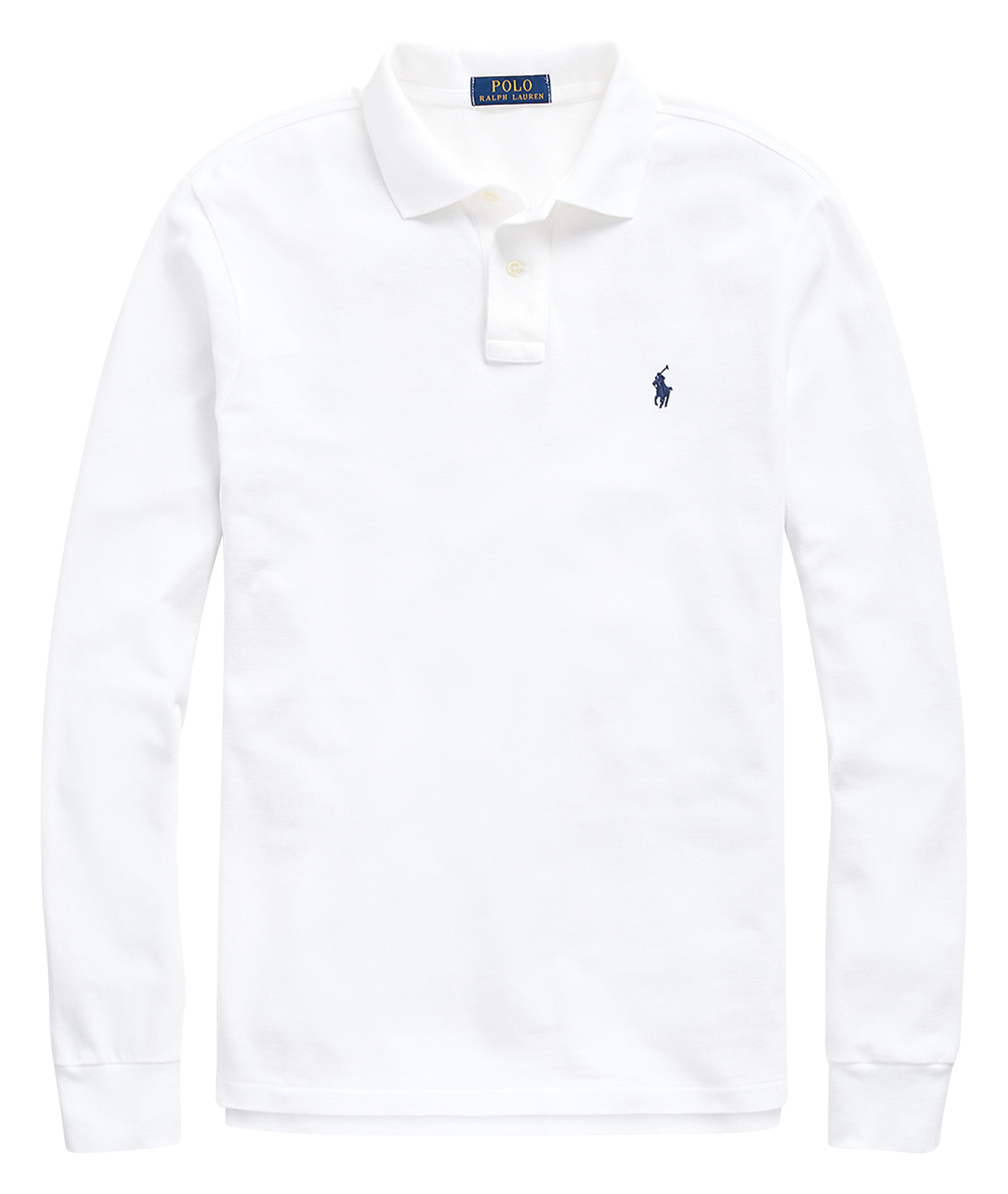 Regular-fit cotton piqué polo shirt with long sleeves  White