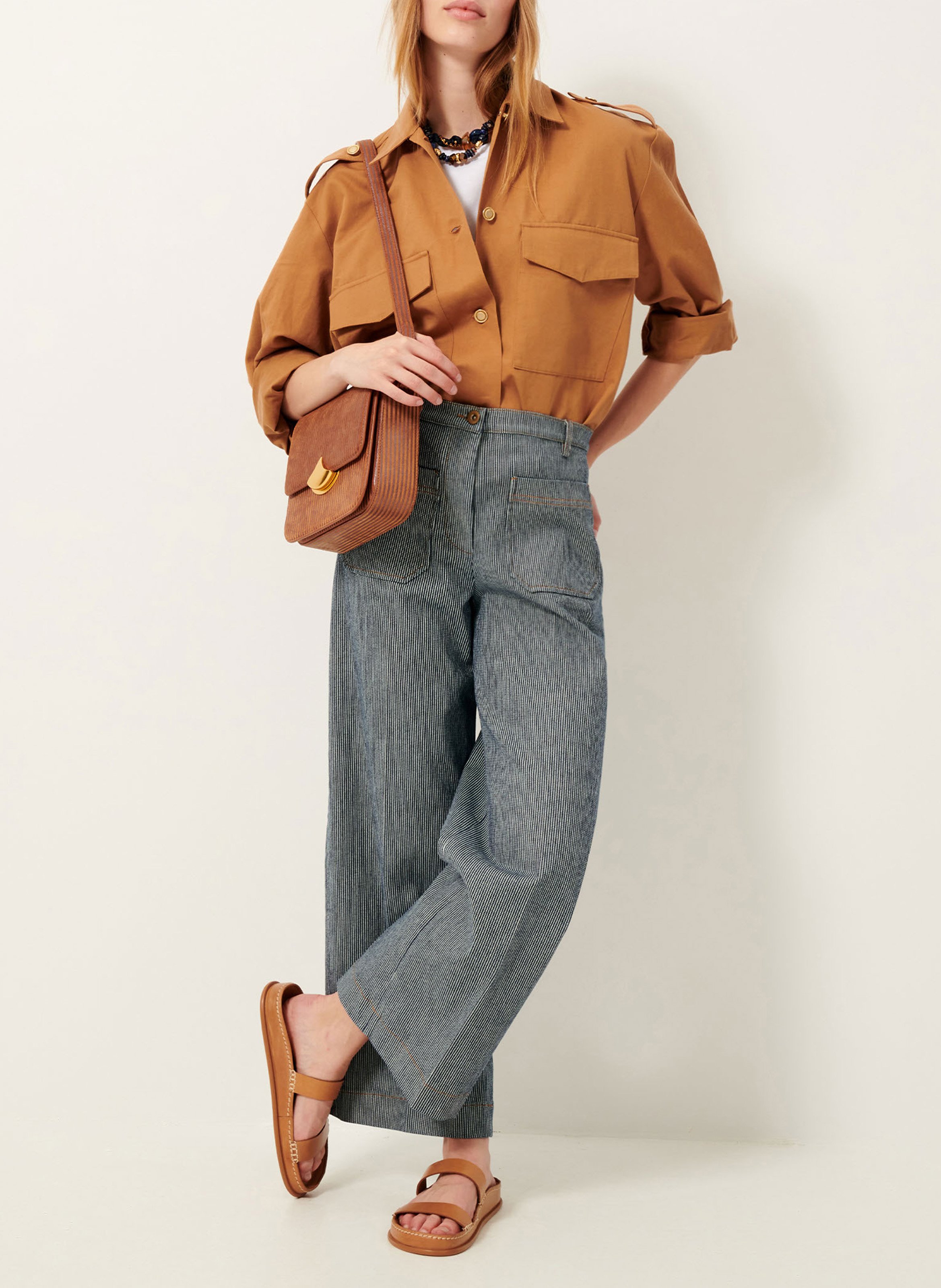 Pantalon droit en coton mélangé SESSUN Bleu