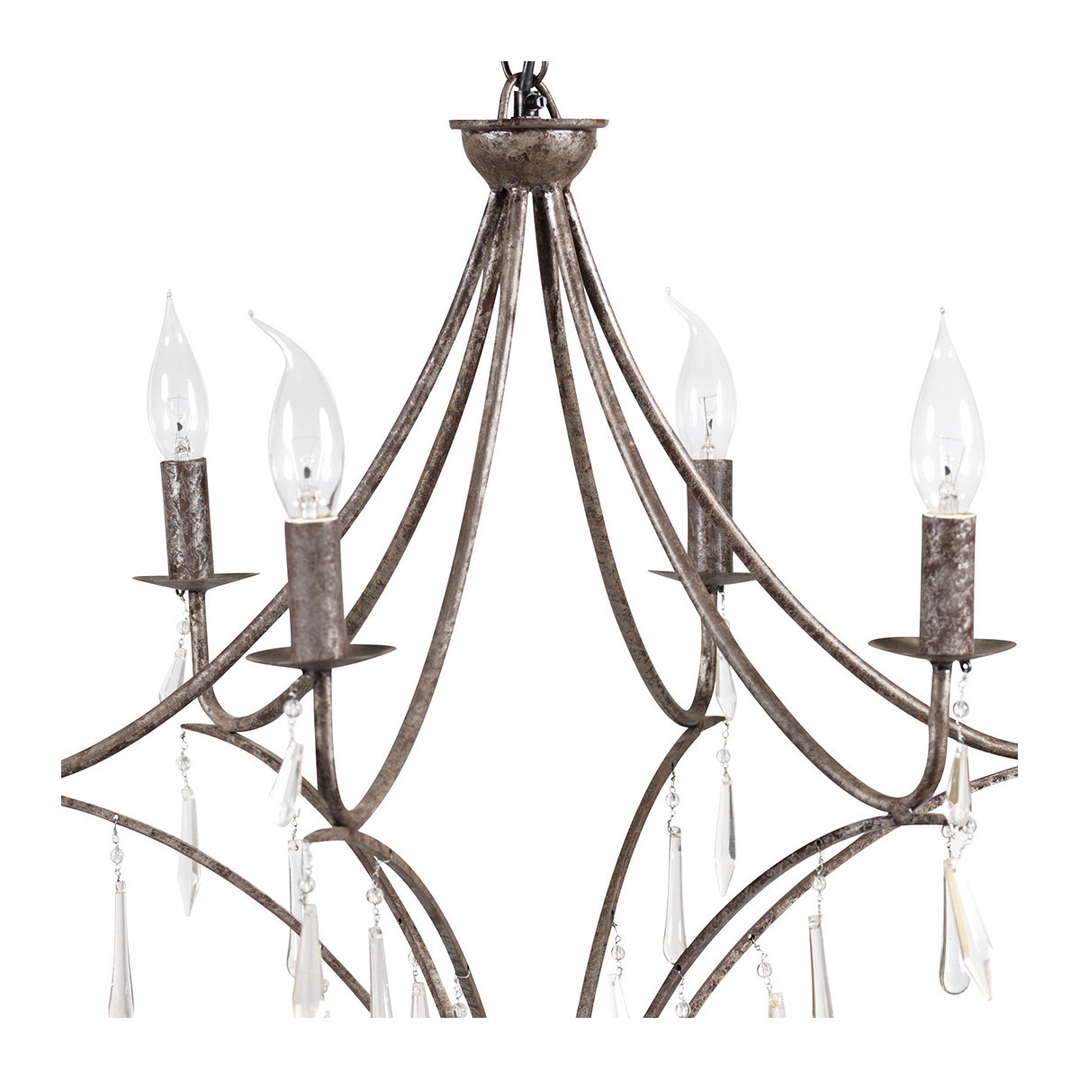 Iron candlestick chandelier BLANC D'IVOIRE Grey