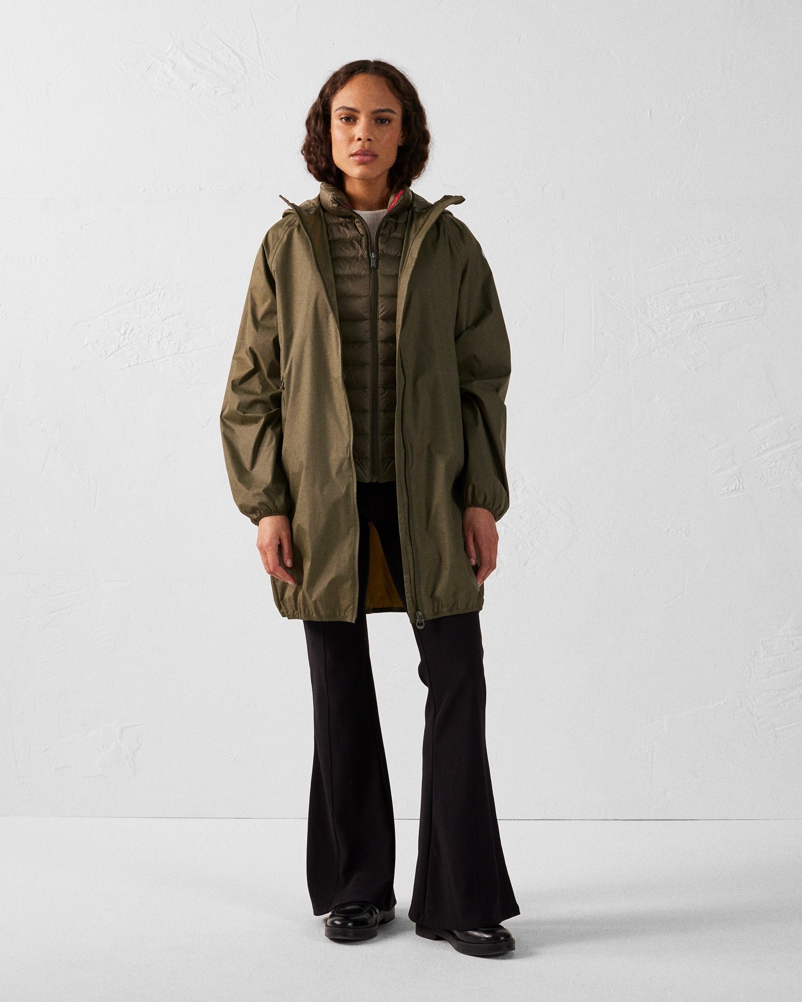 Glendale long hooded raincoat JOTT Green