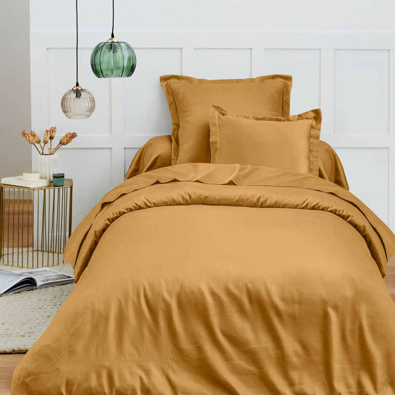 140 x 200 cm "premium" duvet cover for single bed COTON PUR Yellow