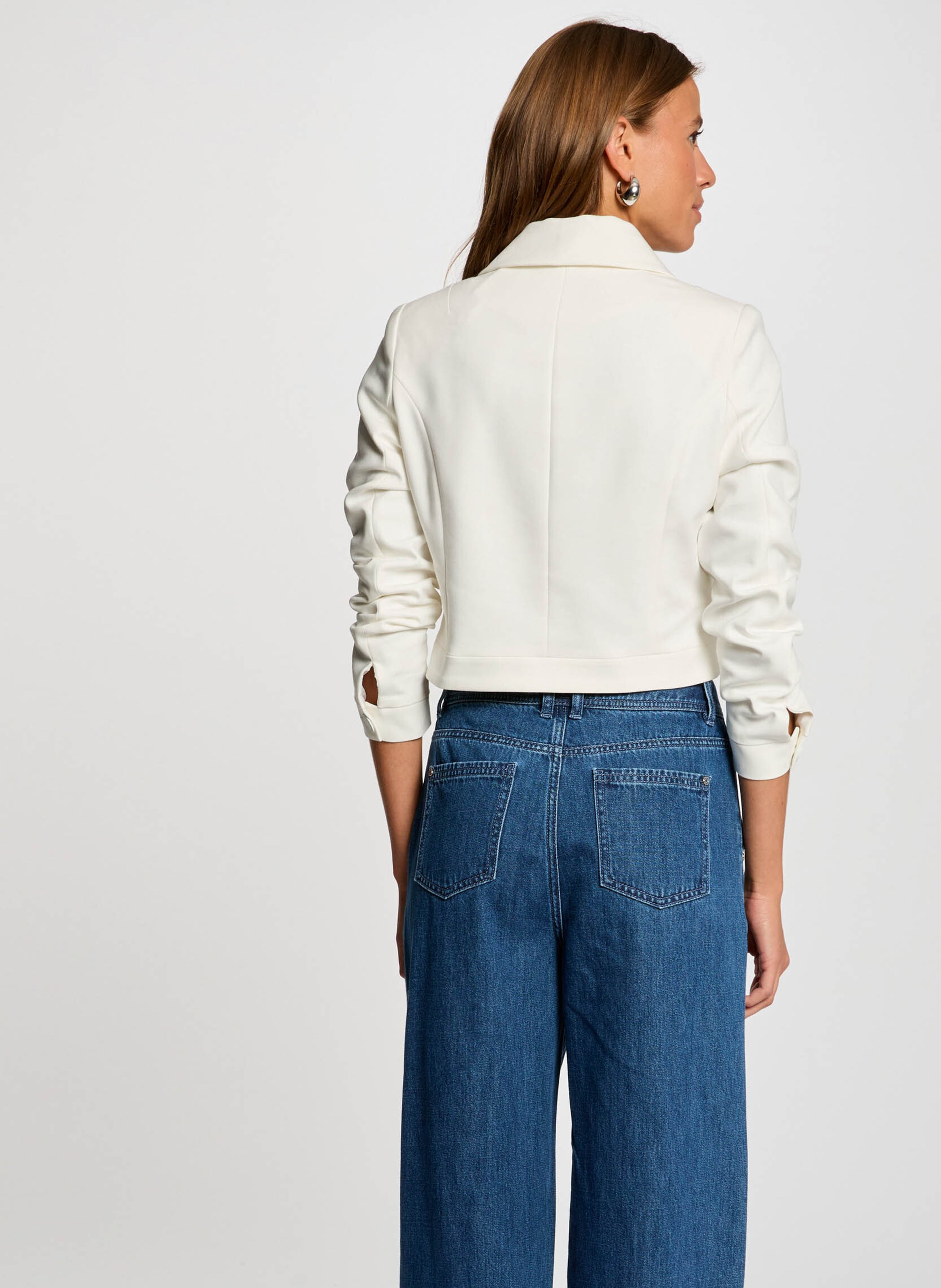 Cotton-blend coat with classic collar MORGAN White