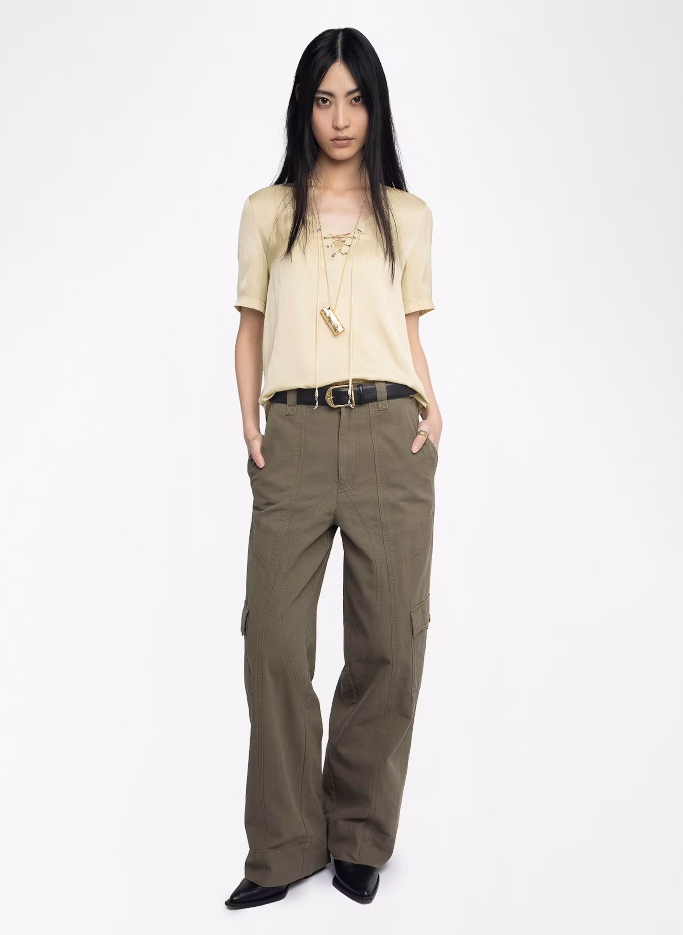 Top droit en satin ZADIG&VOLTAIRE Jaune