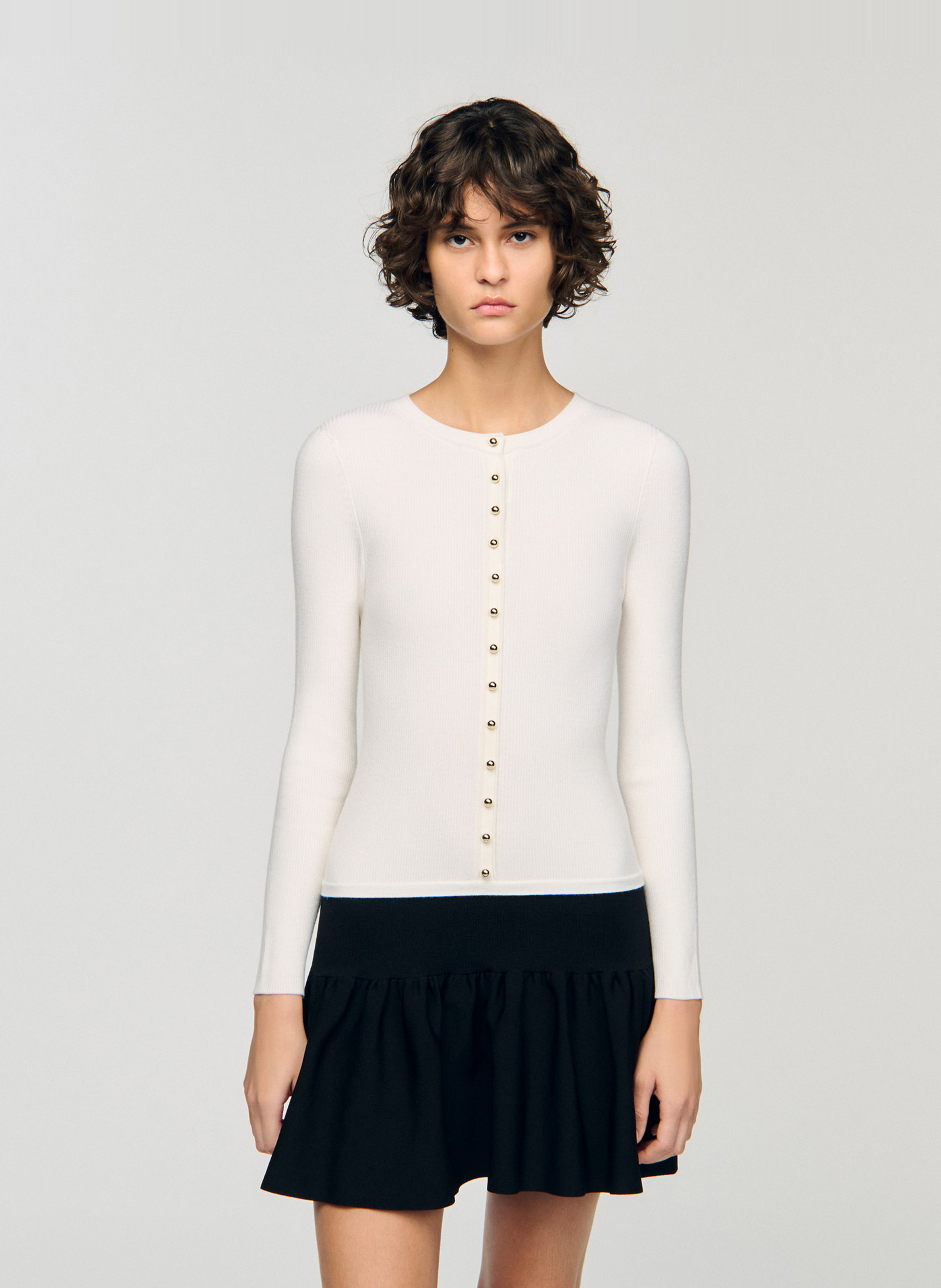 Robe courte col rond SANDRO Blanc