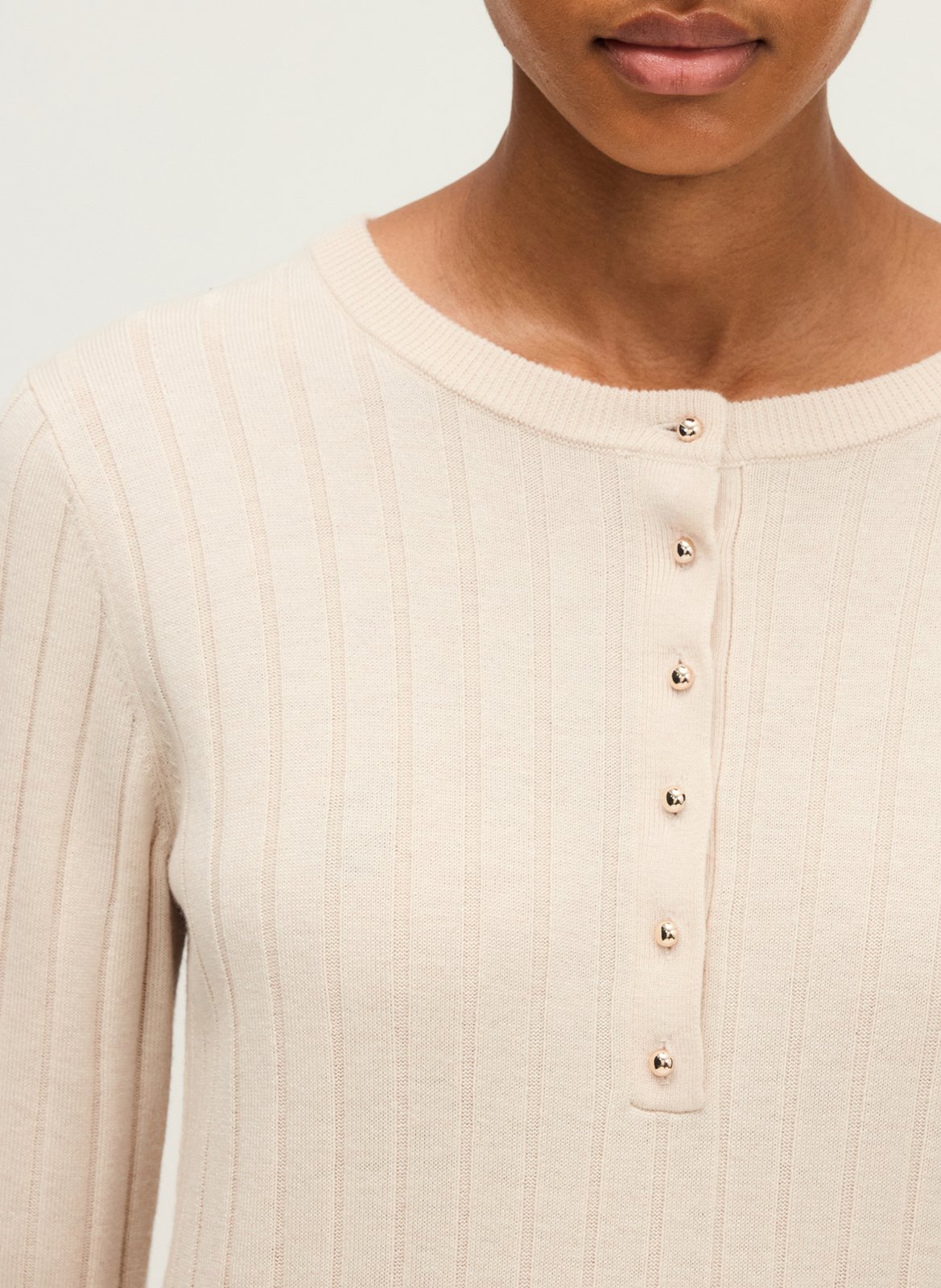 Pull droit col rond en laine mélangée PABLO Beige