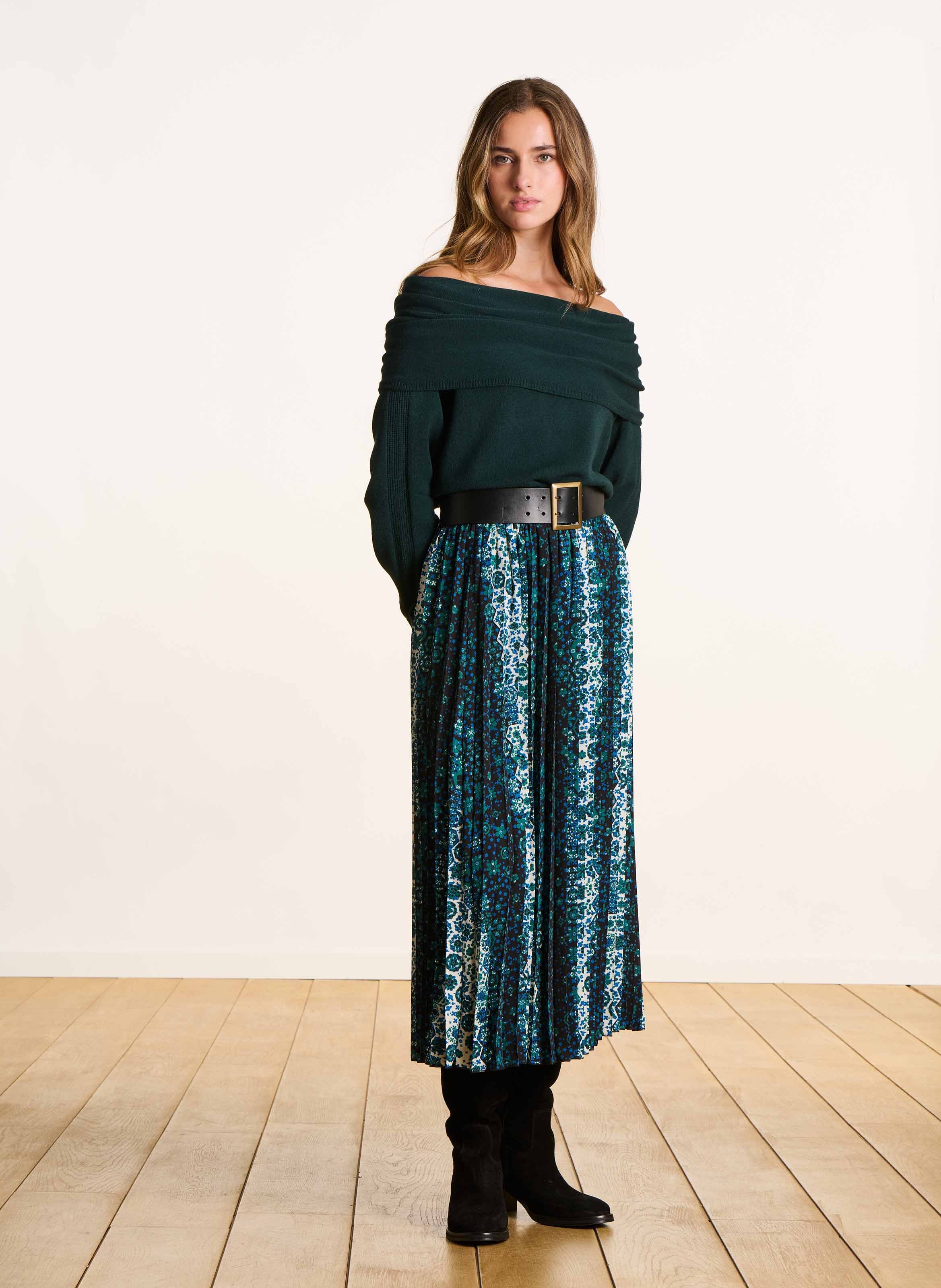 Pull col bénitier  Bleu