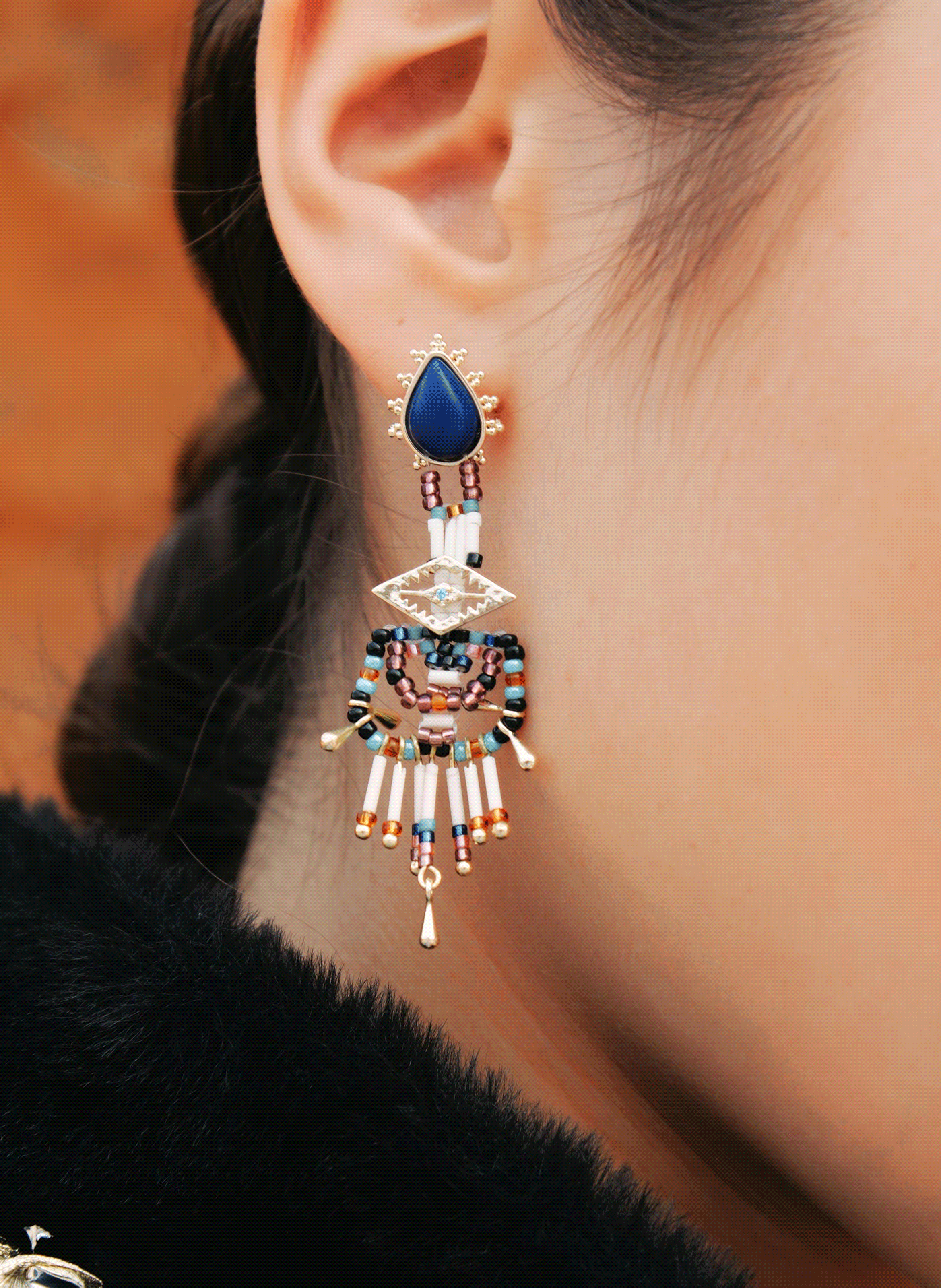 Dangling pearl earrings HIPANEMA Blue