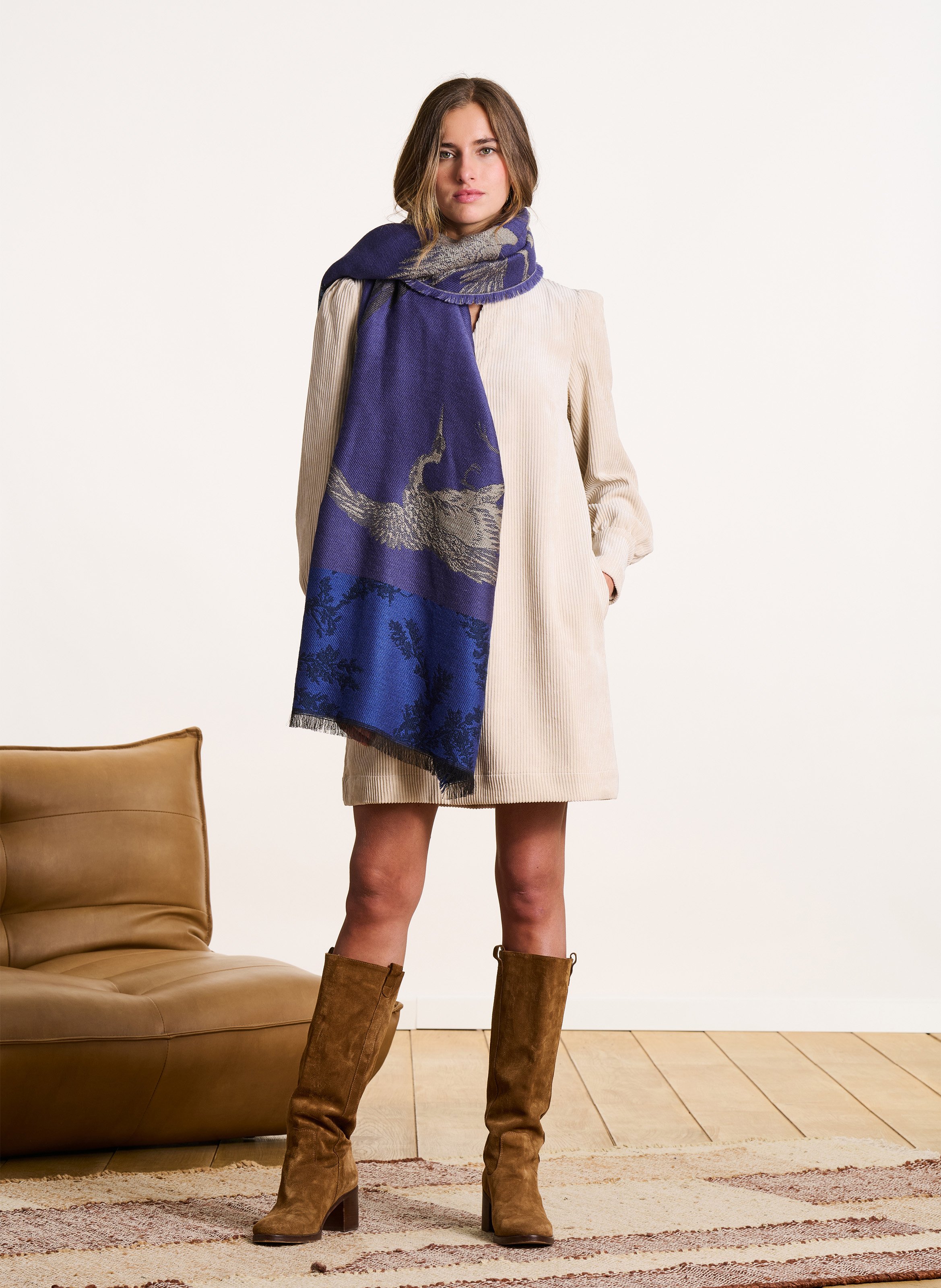 Jacquard scarf LA FEE MARABOUTEE Blue