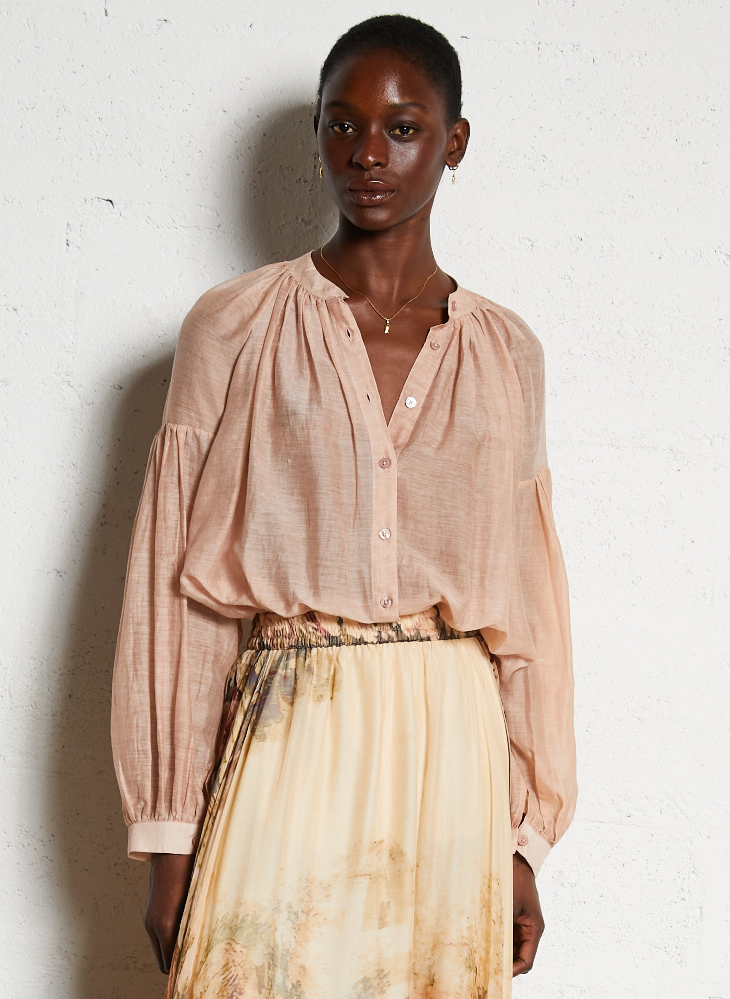 Blouse ample en coton et soie MES DEMOISELLES Rose