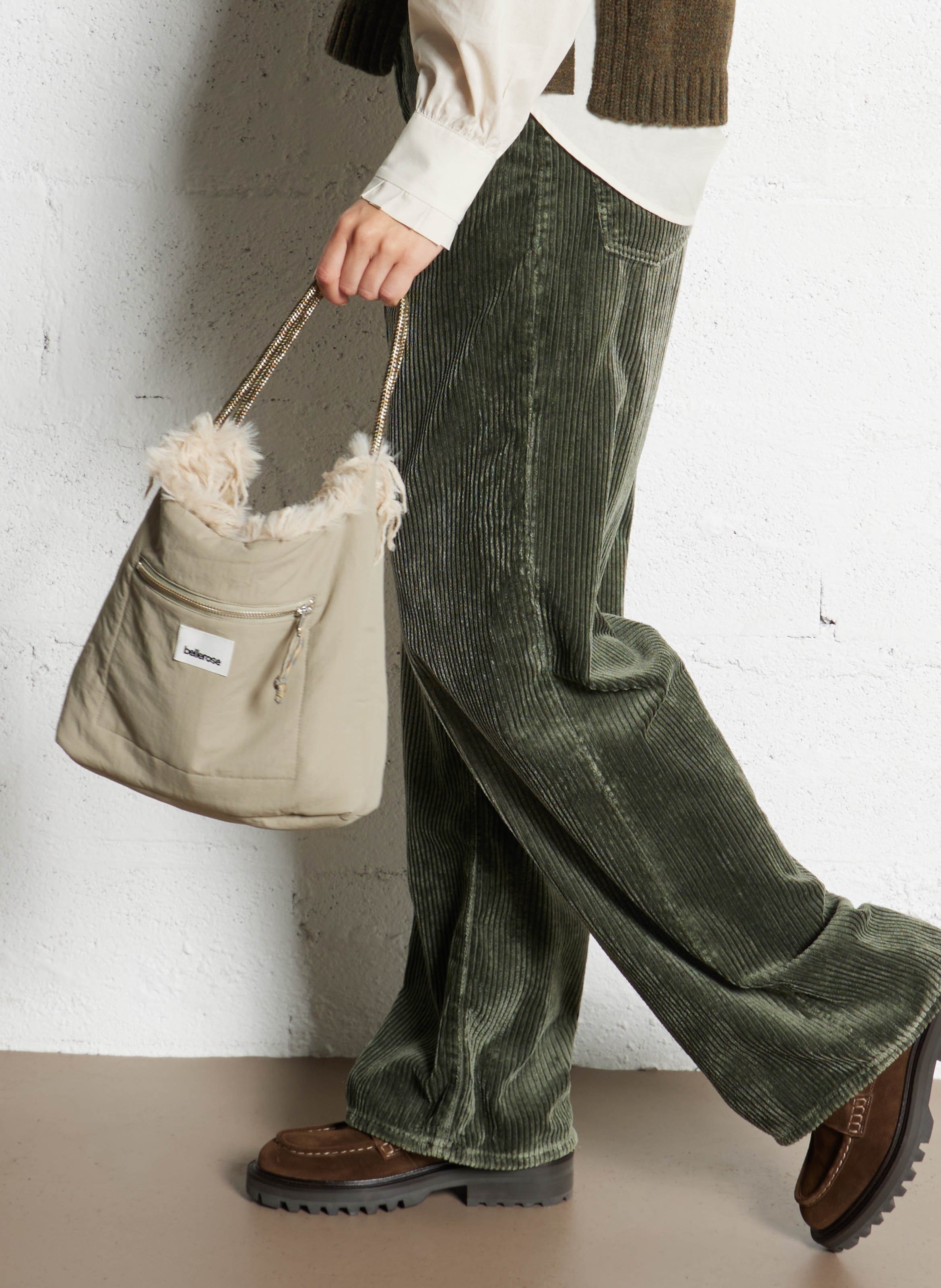 Reversible feather handbag BELLEROSE Beige