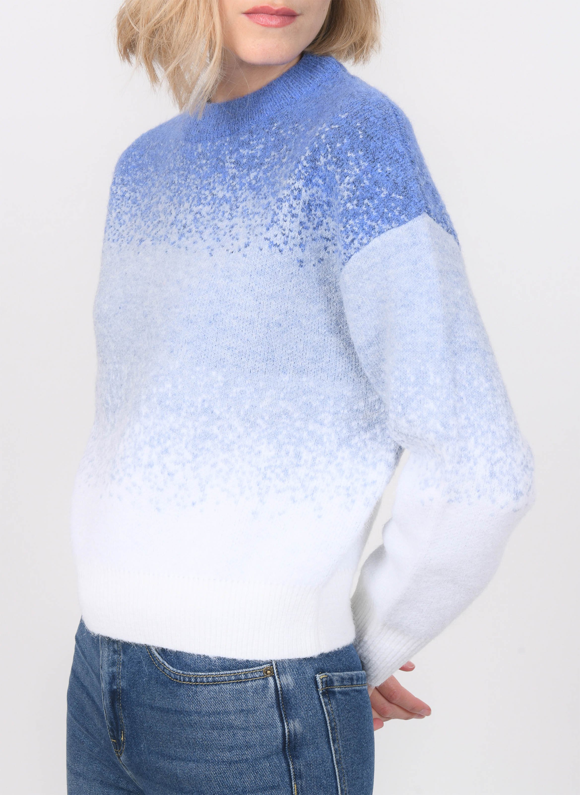 Pull oversize col rond en maille KOOKAI Bleu