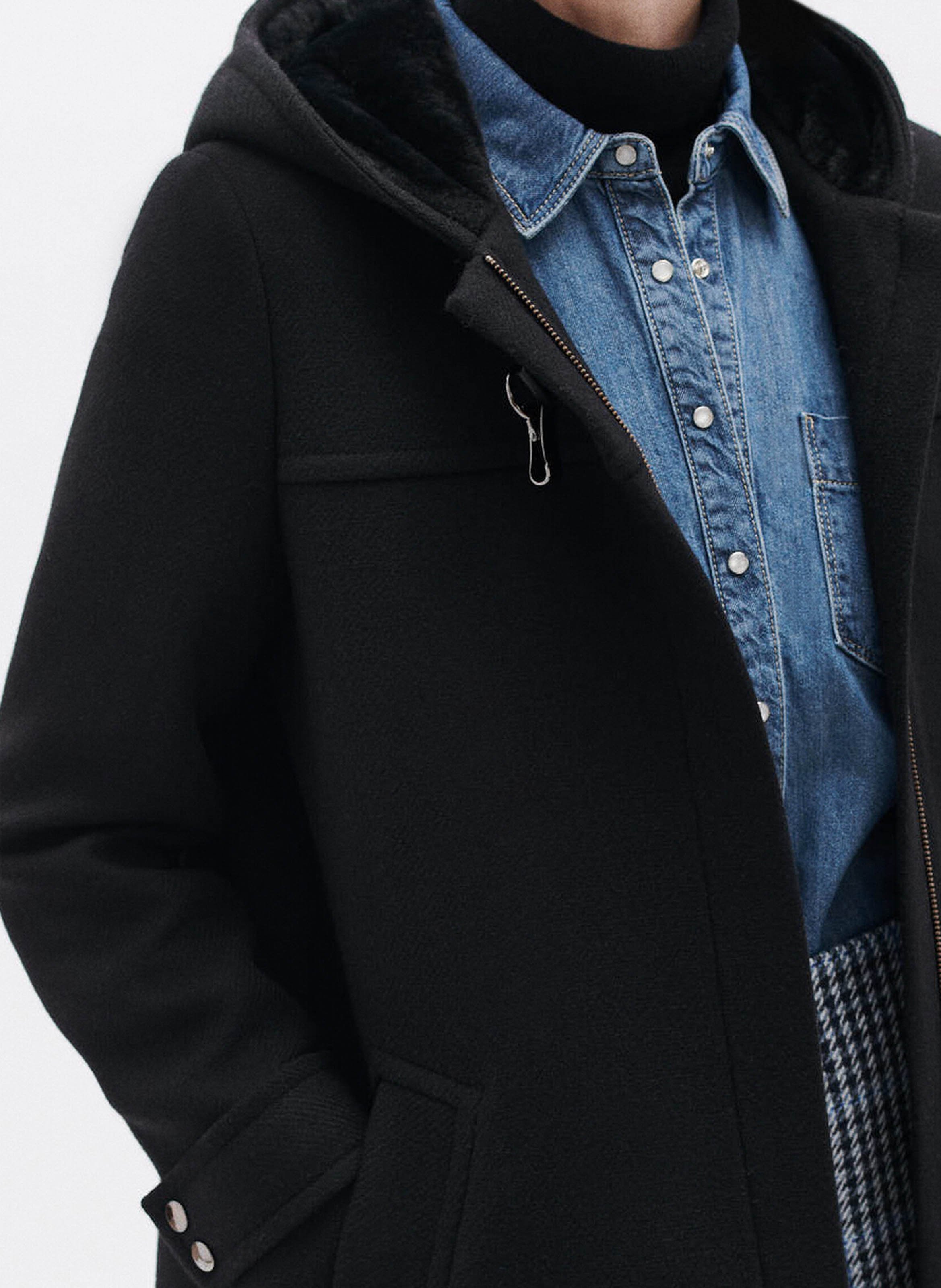 Straight wool-blend coat CAROLL Black