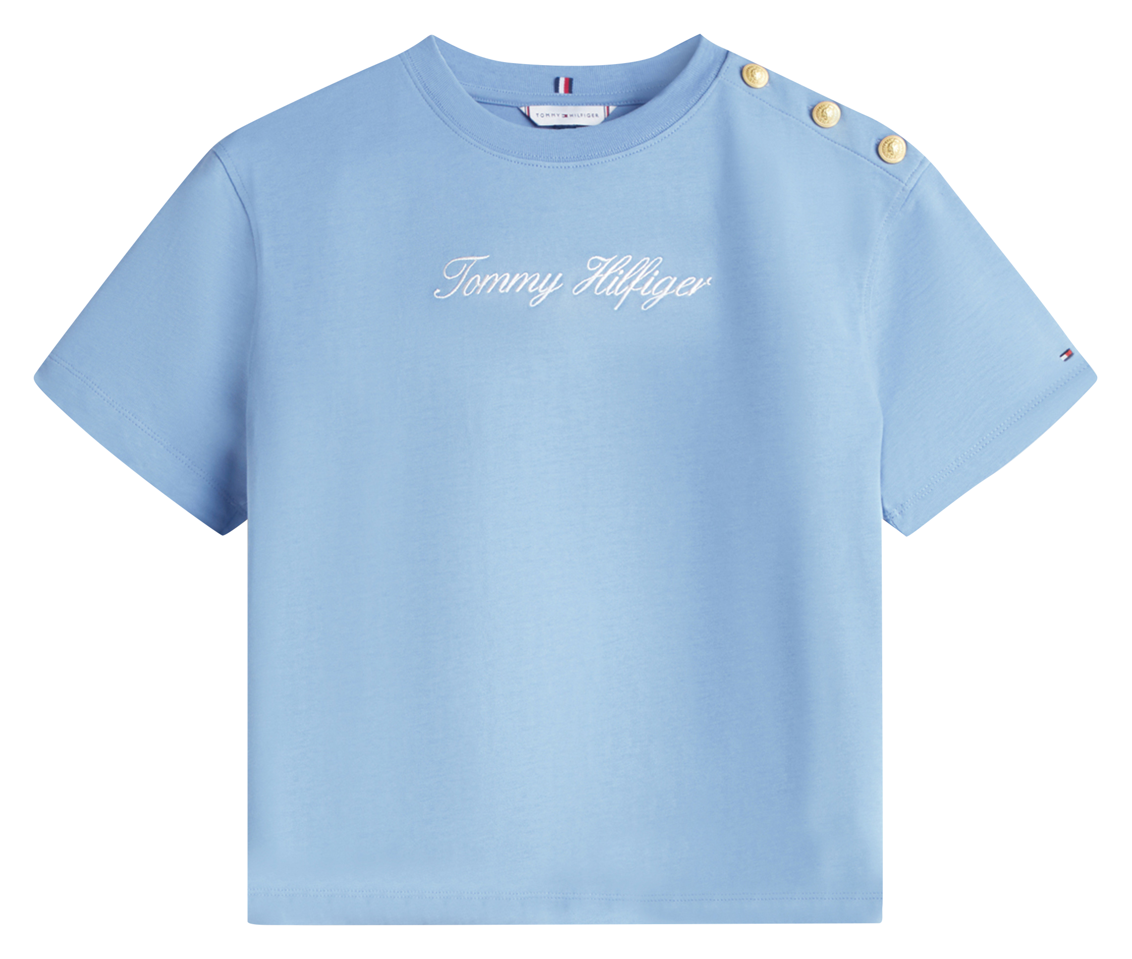 Embroidered T-shirt with shoulder buttons TOMMY HILFIGER Blue