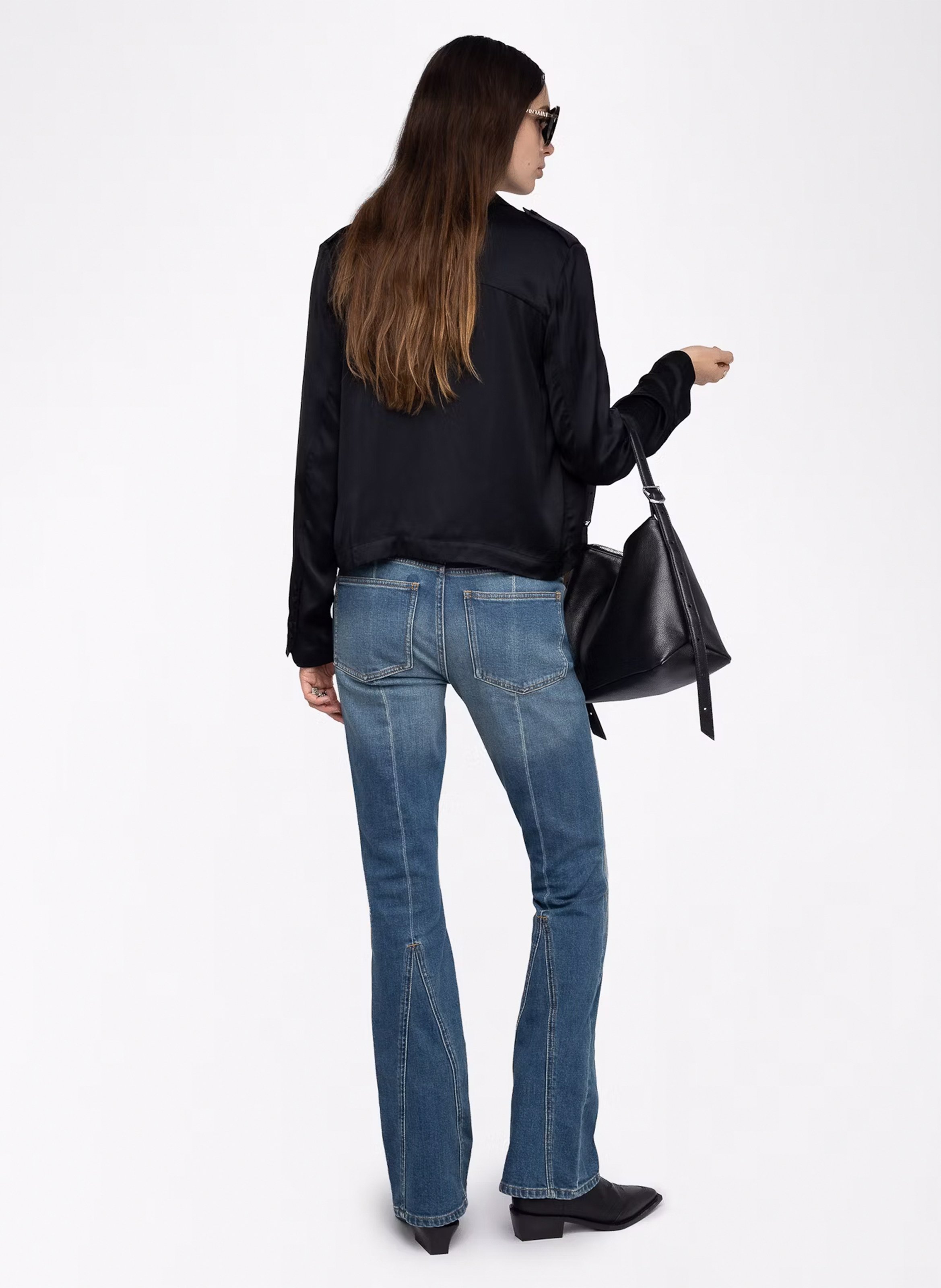 Straight satin-finish V-neck blouse ZADIG&VOLTAIRE Black