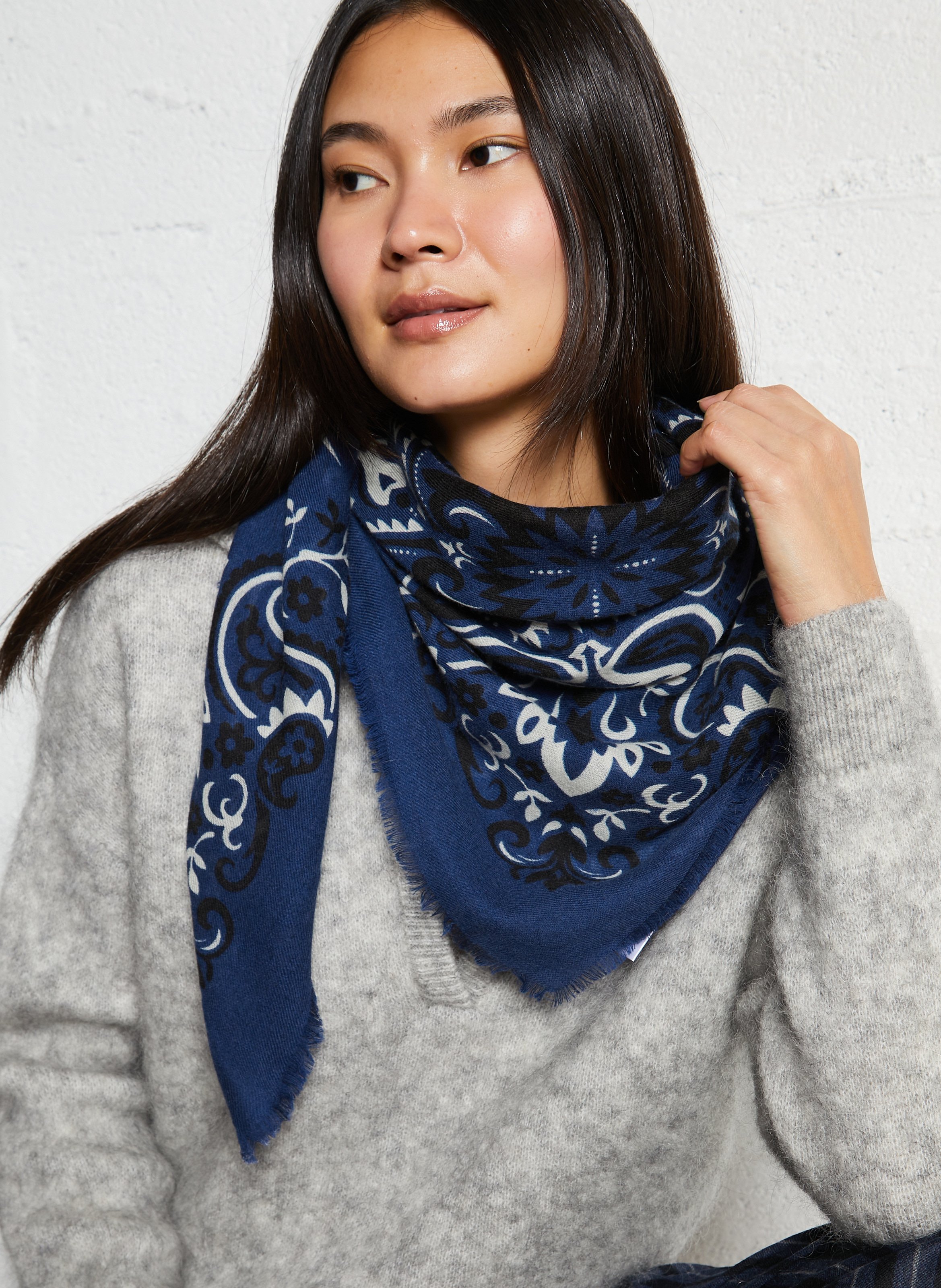 Printed wool and cashmere scarf MAISON LECOMTE FLAMENT