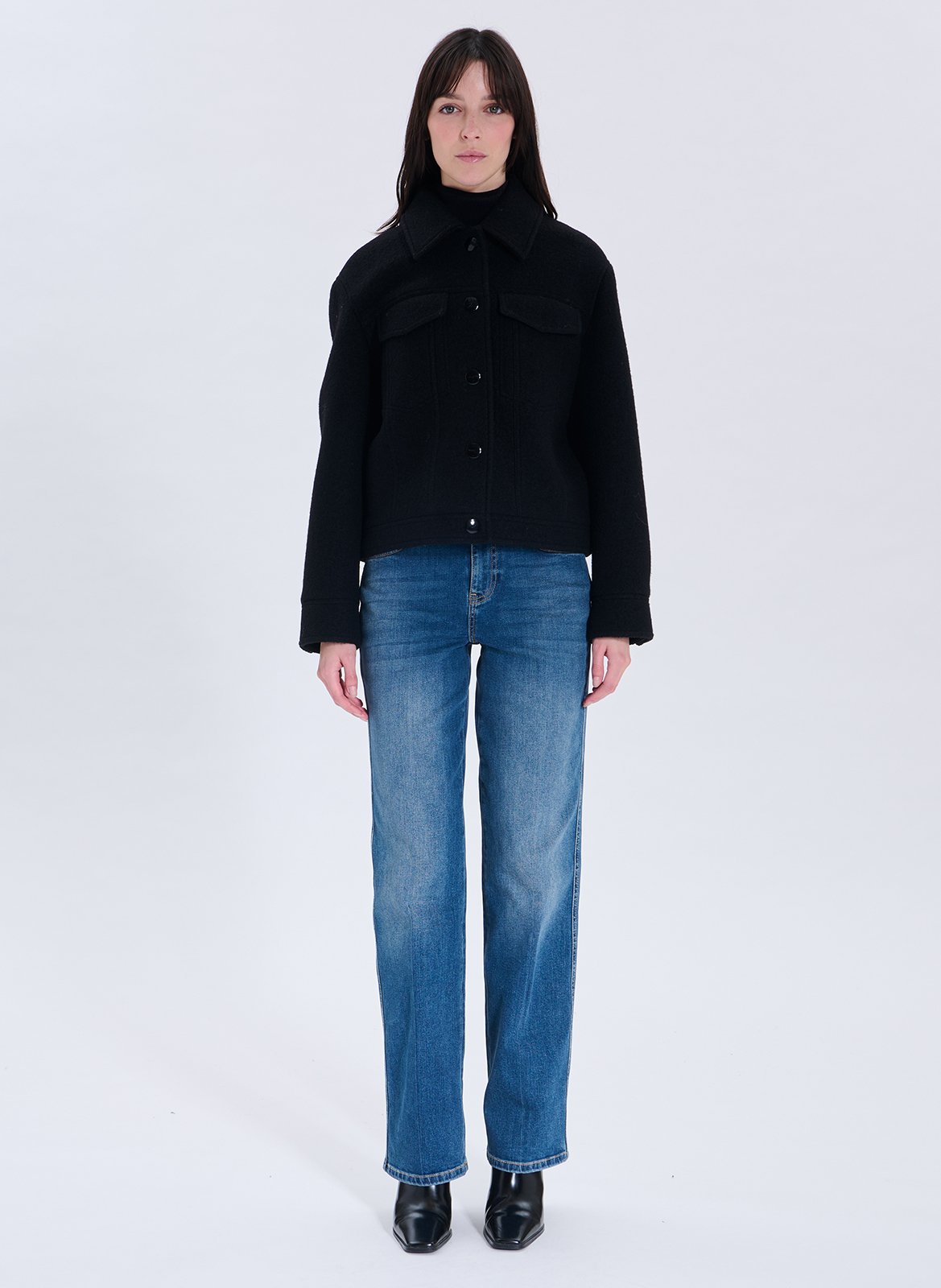 Wollen jas met klassieke kraag ZAPA Zwart