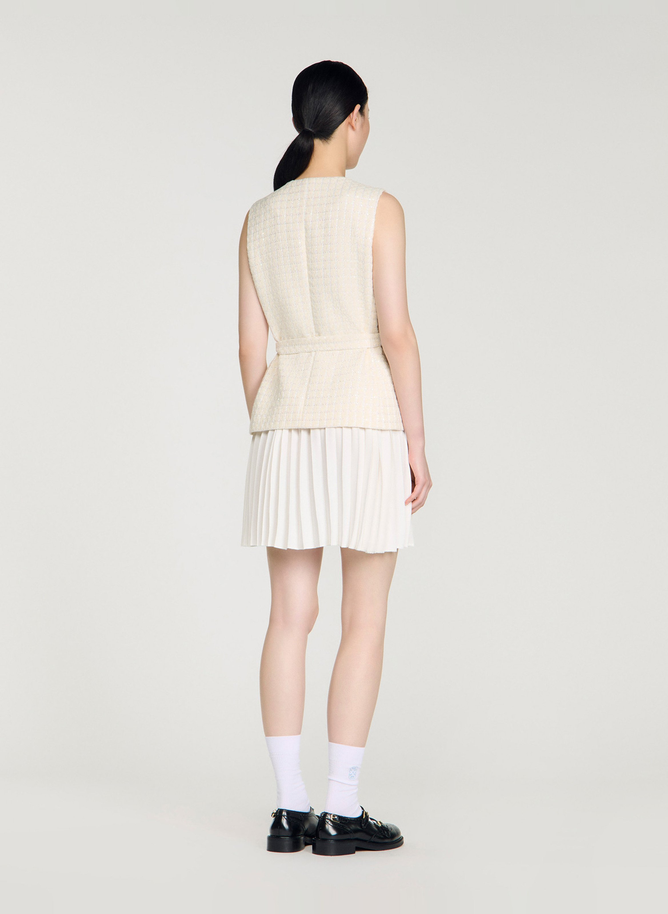 Robe courte col rond SANDRO Blanc