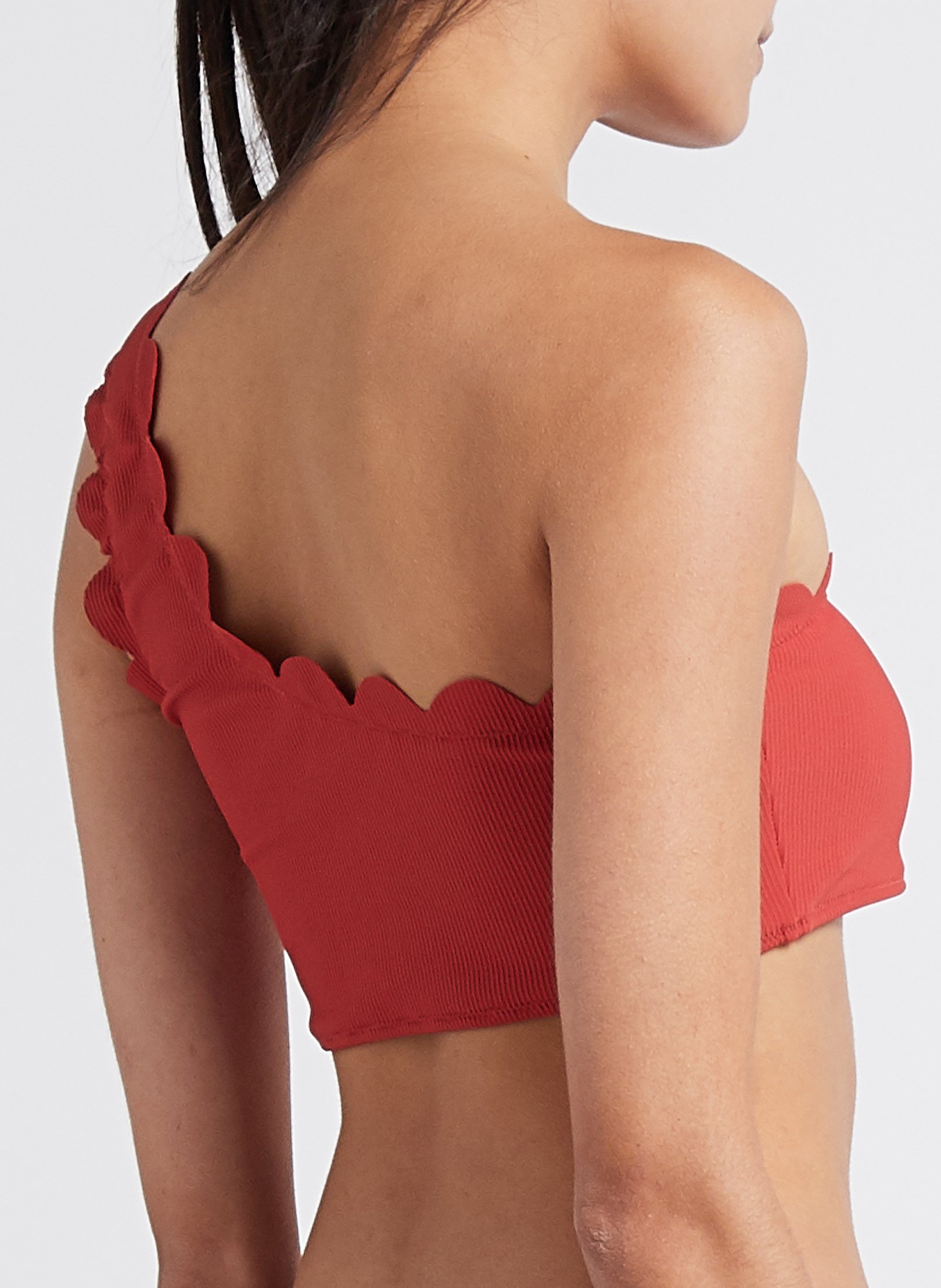 Asymmetrisches Bikinioberteil PIECES Rot