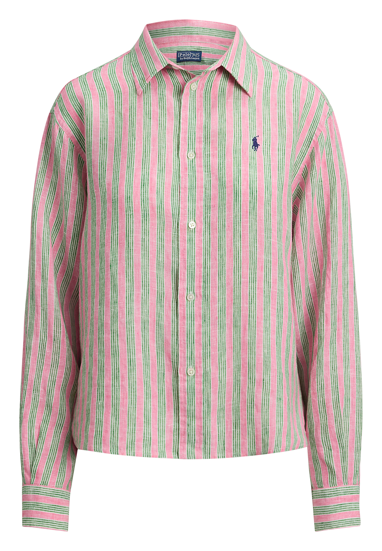 Ruimvallende, linnen blouse met klassieke kraag en print POLO RALPH LAUREN Rood