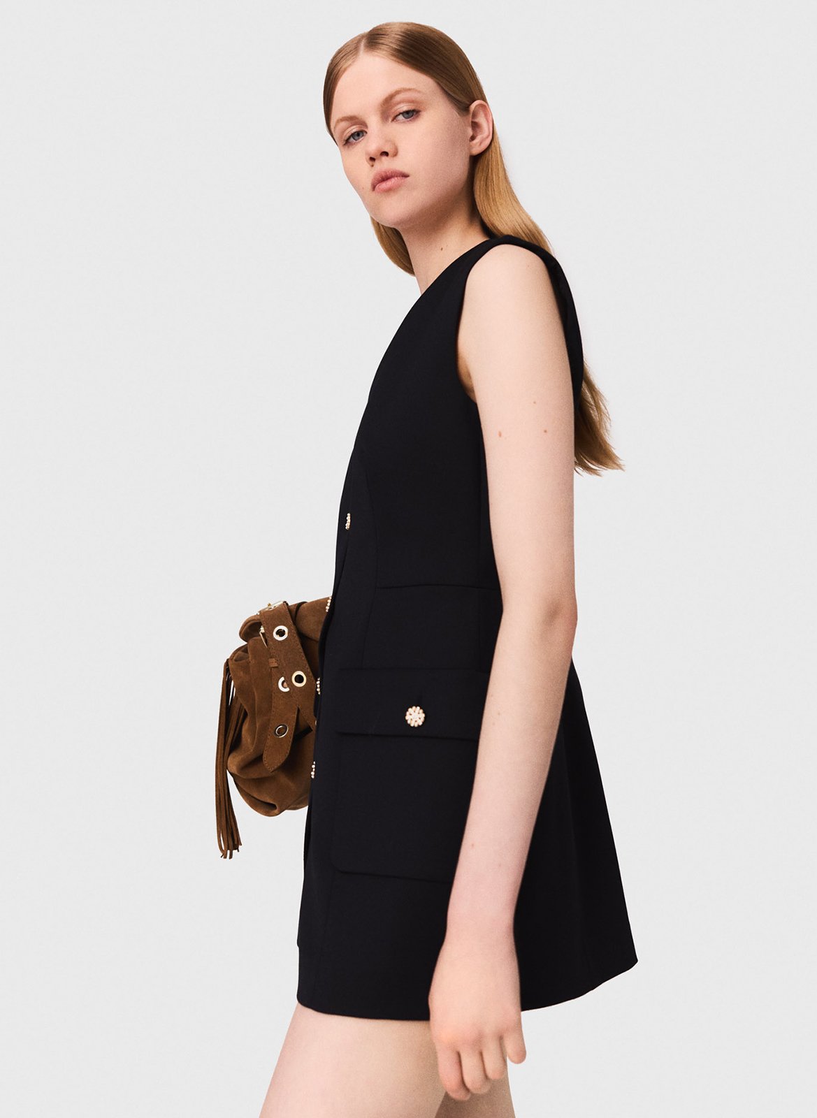 Tailliertes Kleid mit V-Ausschnitt MAJE Blau