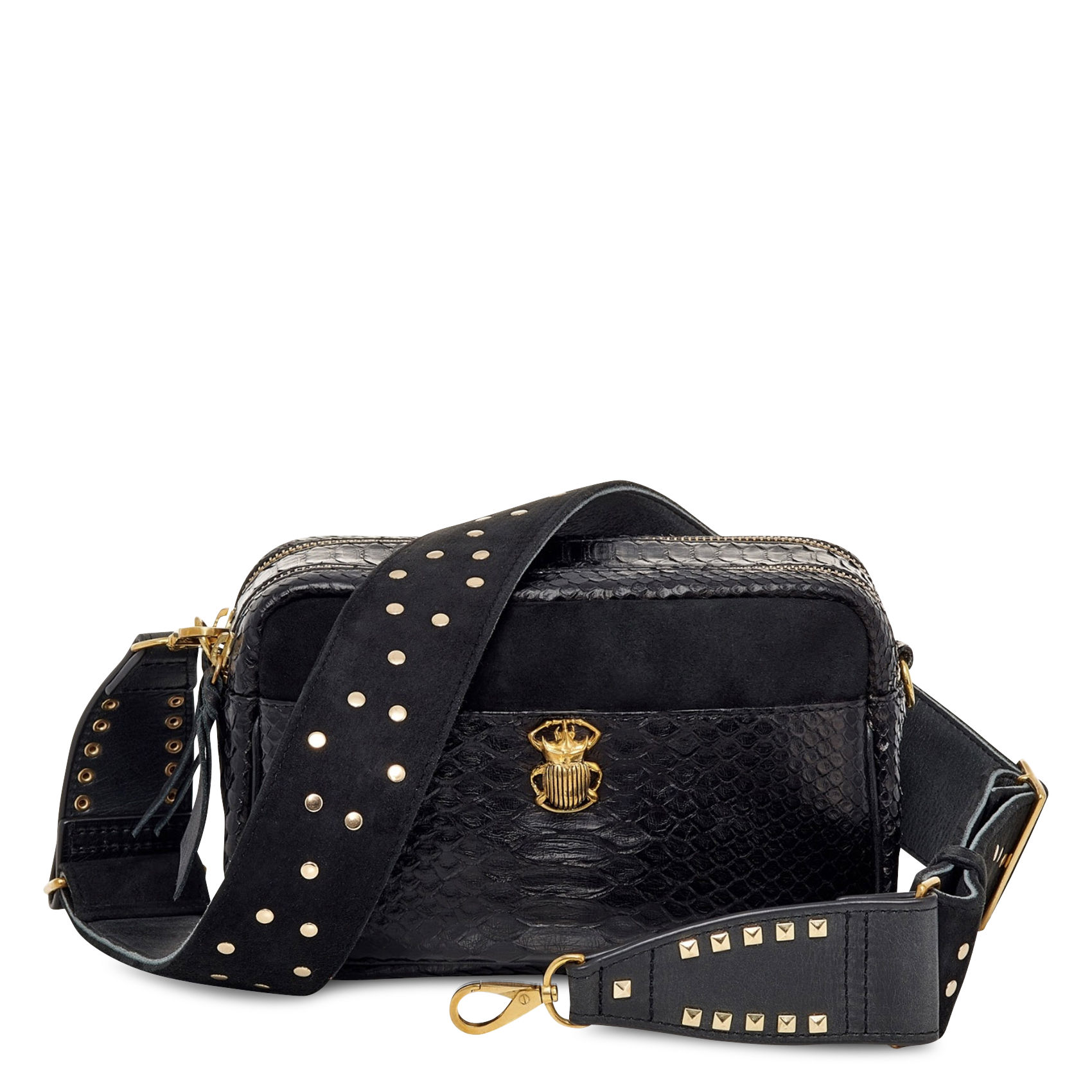 Umhängetasche aus Pythonleder CLARIS VIROT Schwarz