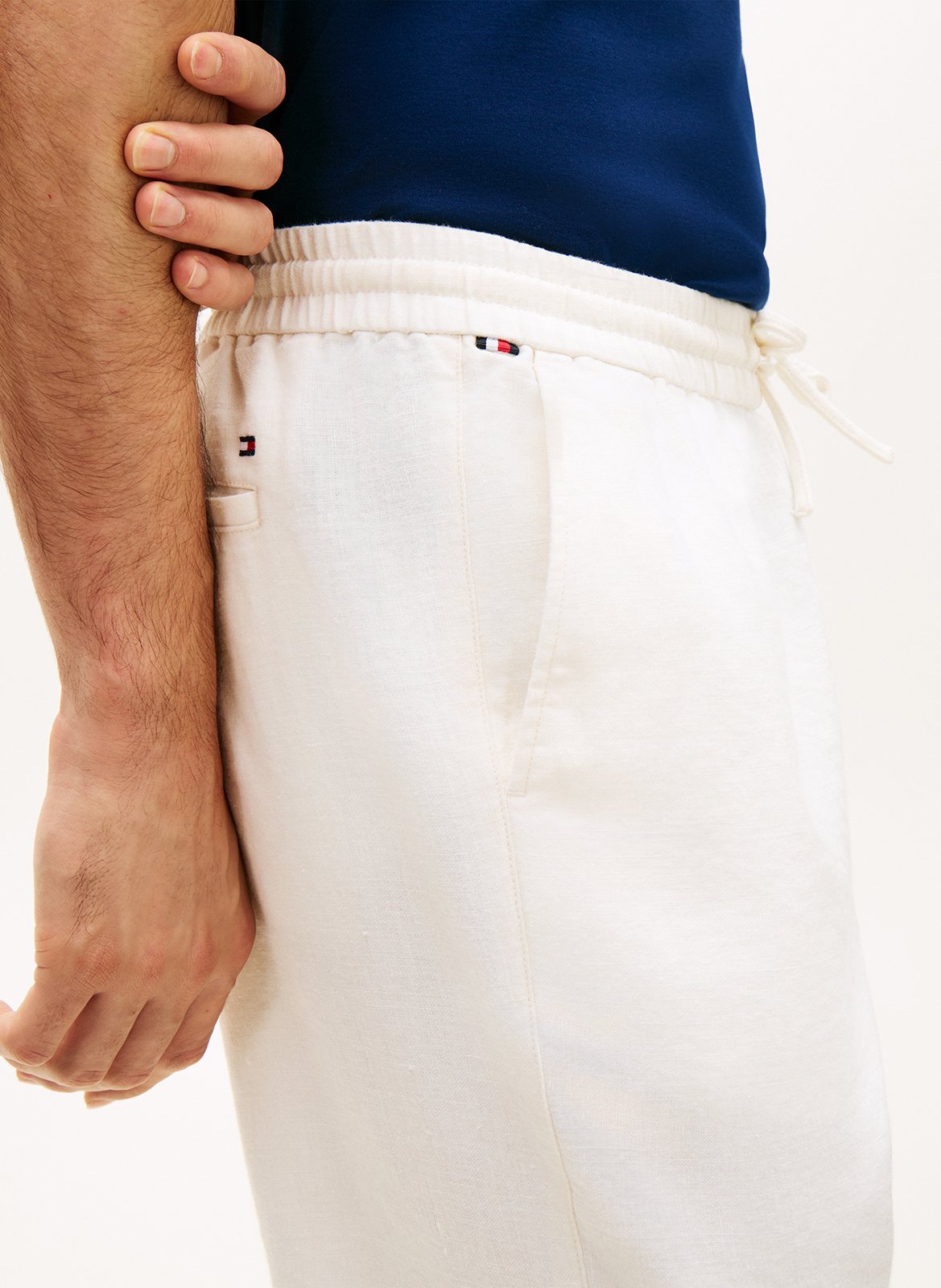 Solid slim linen blend trousers TOMMY HILFIGER Yellow