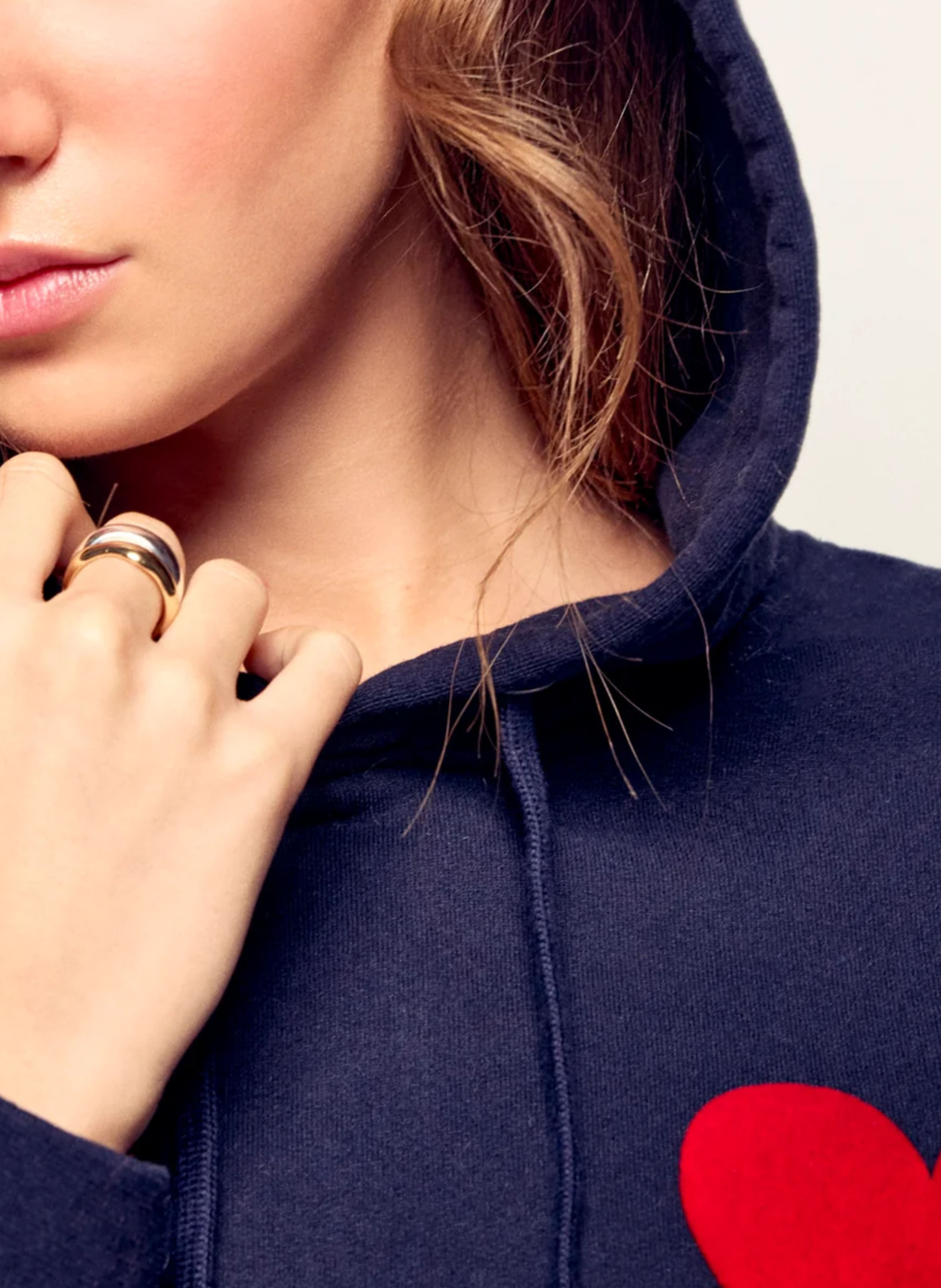 Straight sweatshirt with heart flocked on the front FROM FUTURE Blue