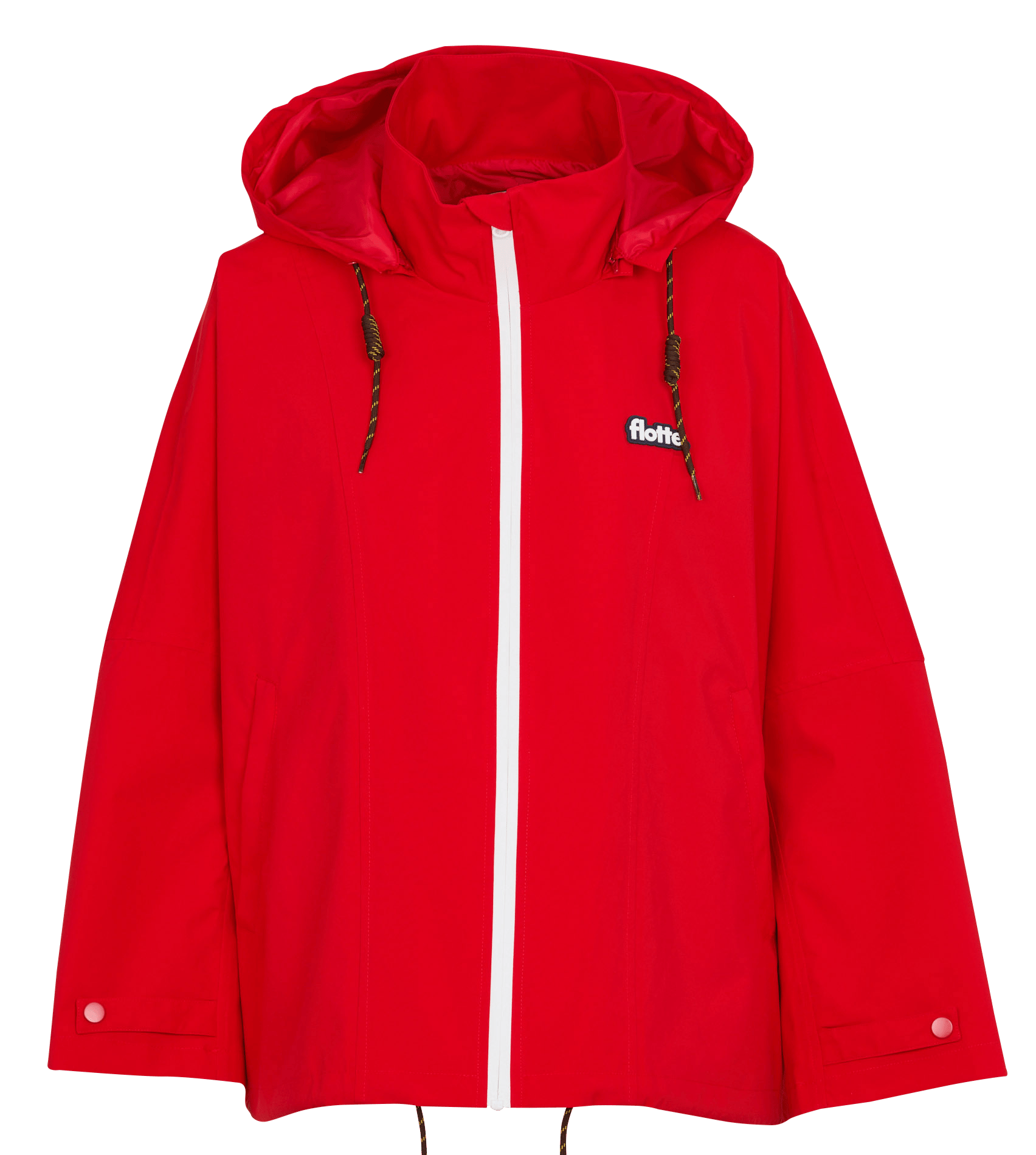 Getailleerde regenjas met opstaande kraag, rits en knopen FLOTTE Rood