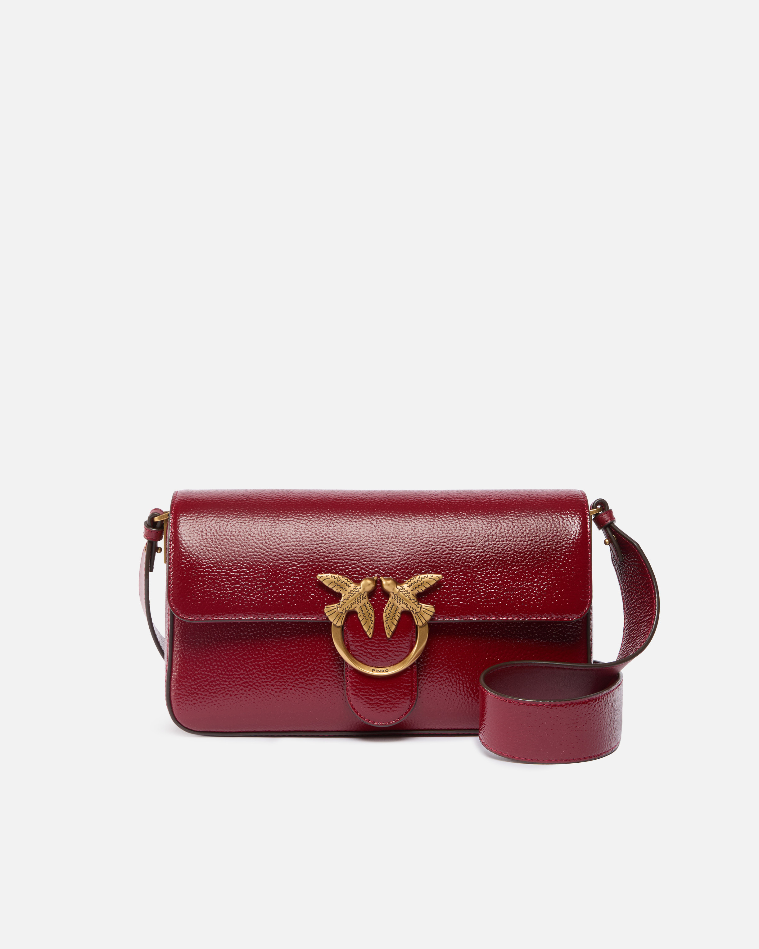 Sac porté épaule moyen love bag one slouchy en cuir foulonné PINKO Rouge