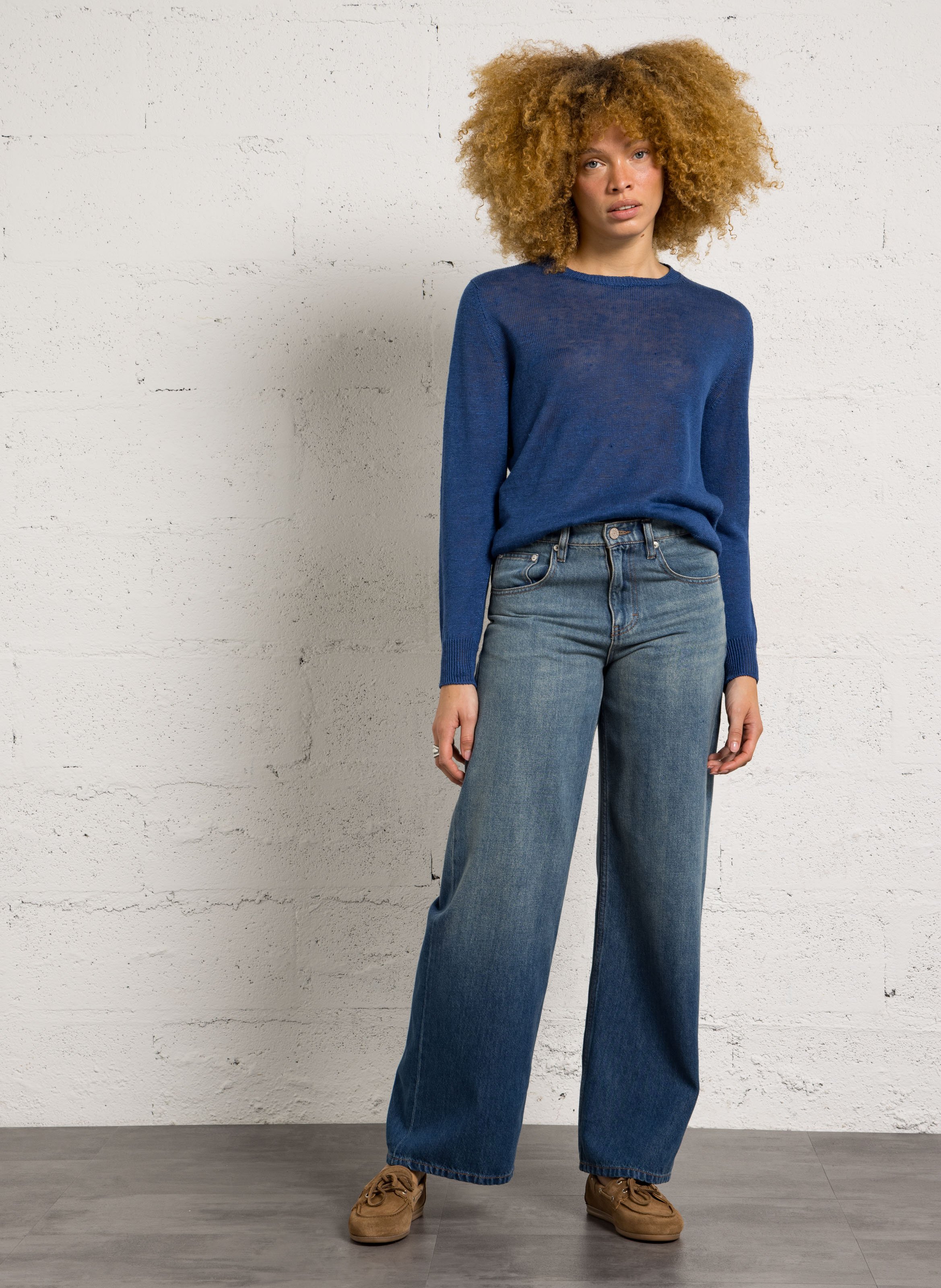 Linnen trui met ronde hals MAX MARA WEEK END Blauw