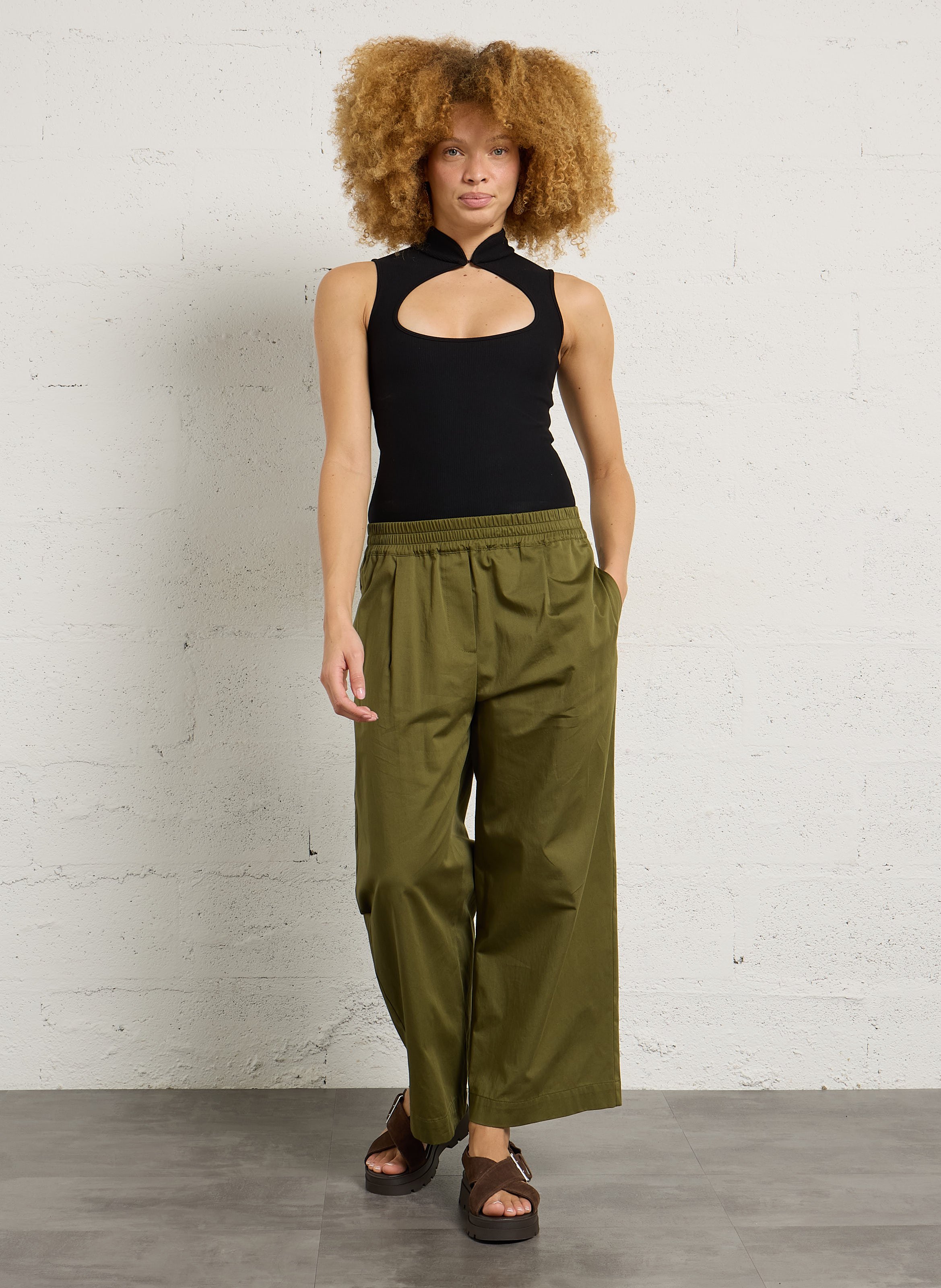 Sandales plates en cuir velours JB MARTIN Marron