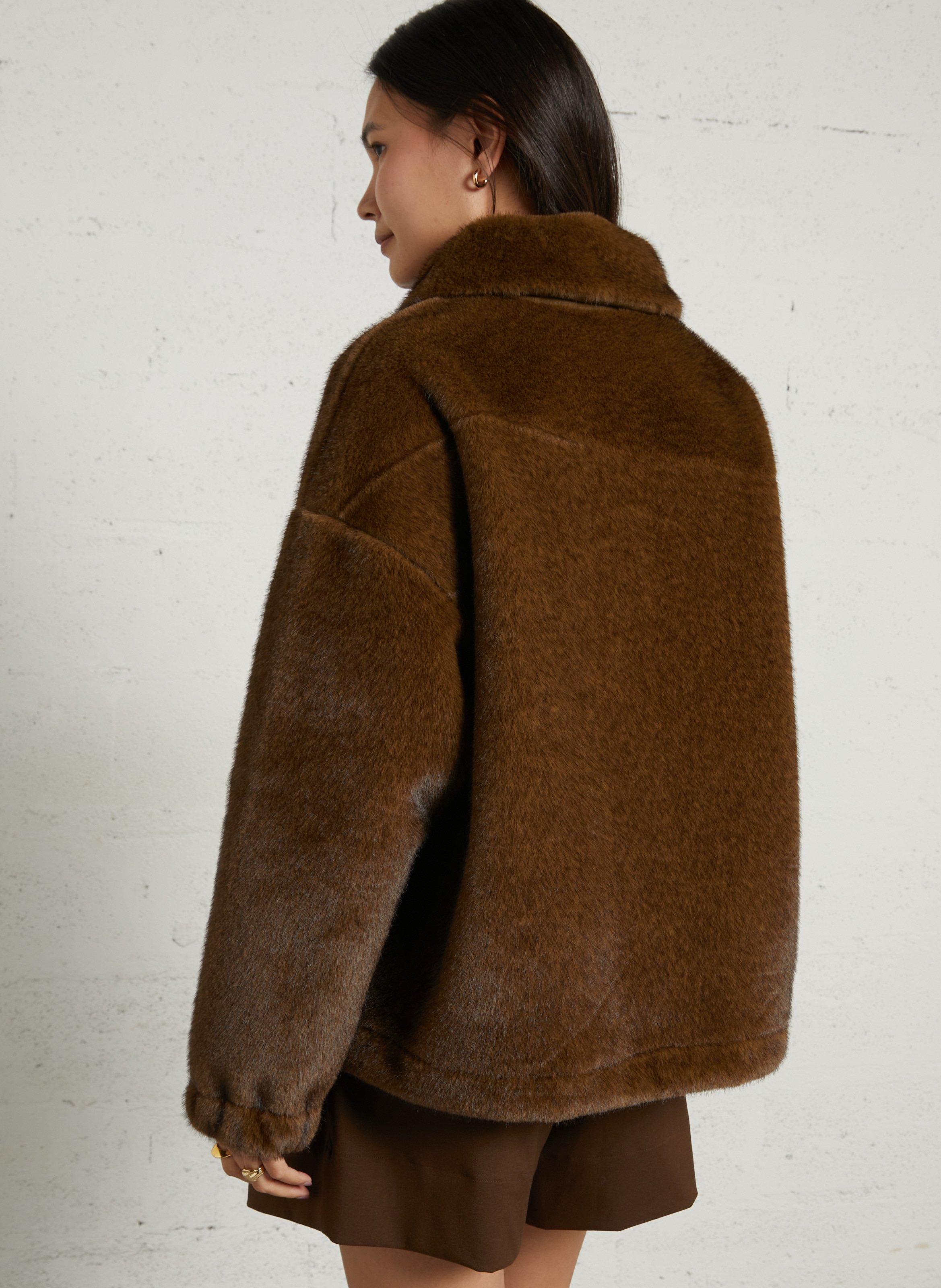 Faux fur coat SUNCOO Khaki