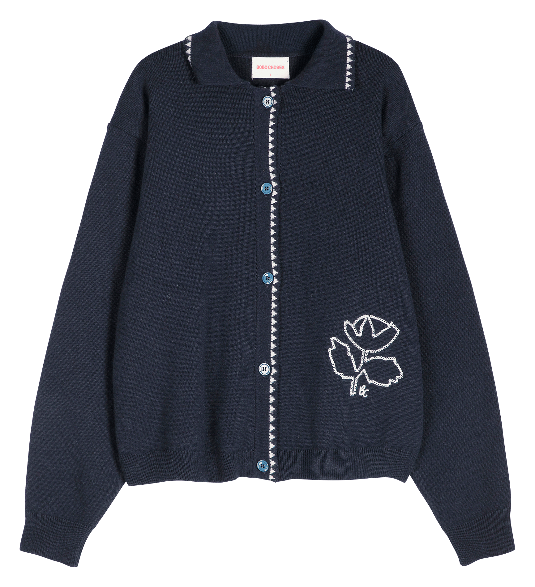 Ruim gebreid vest met borduursels BOBO CHOSES Blauw