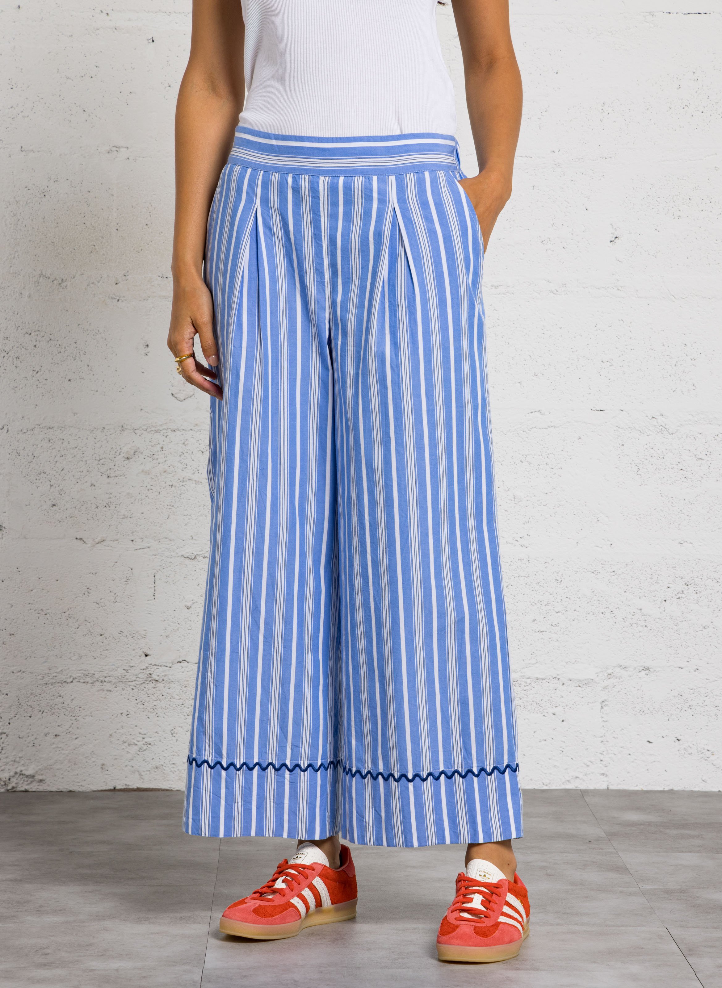 High-waisted wide-leg striped pants MAISON 123 Blue