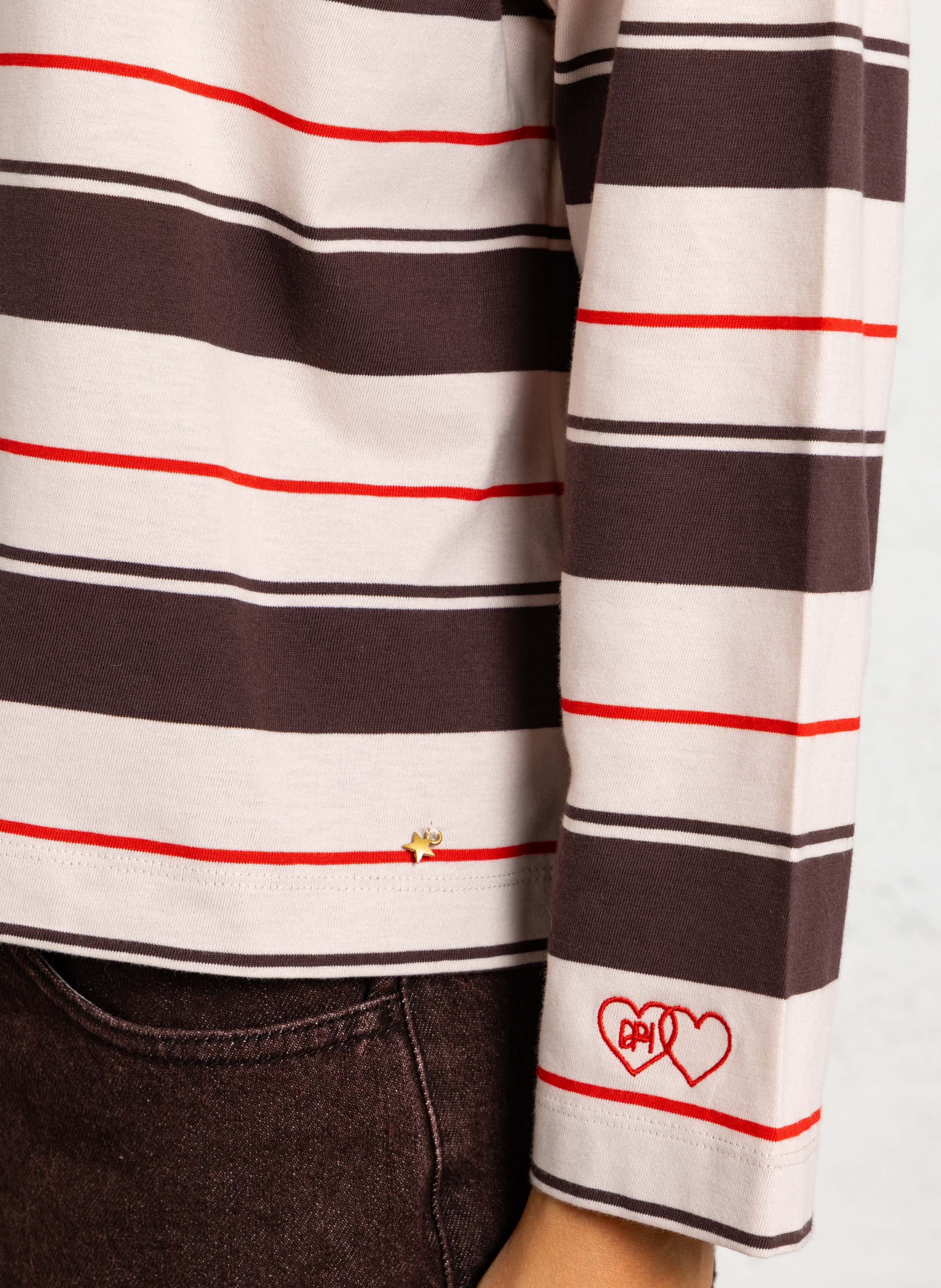 Oversized T-shirt met ronde hals in gestreept katoen. DES PETITS HAUTS Veelkleurig