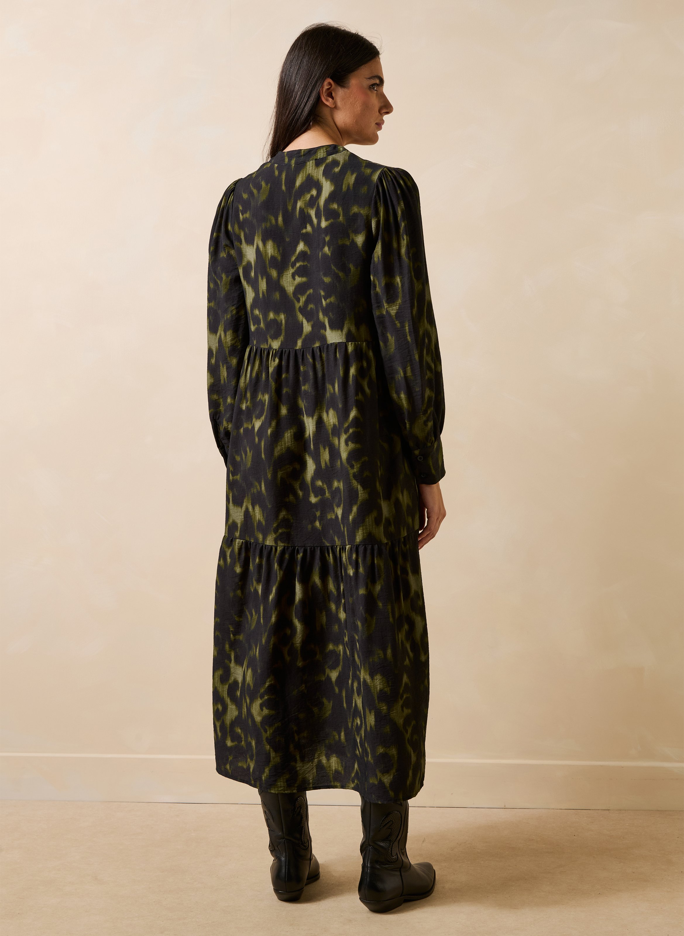 Long loose-fit printed dress LA FEE MARABOUTEE Green